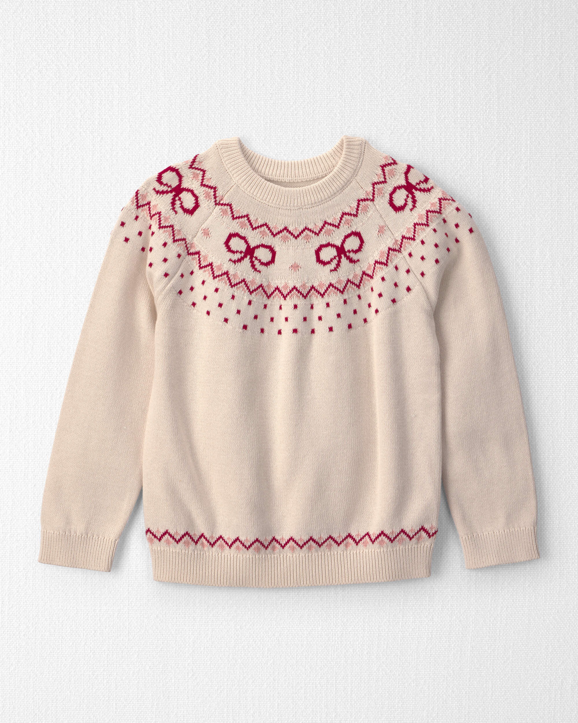 Girls Organic Cotton Fair Isle Sweater Knit Pullover