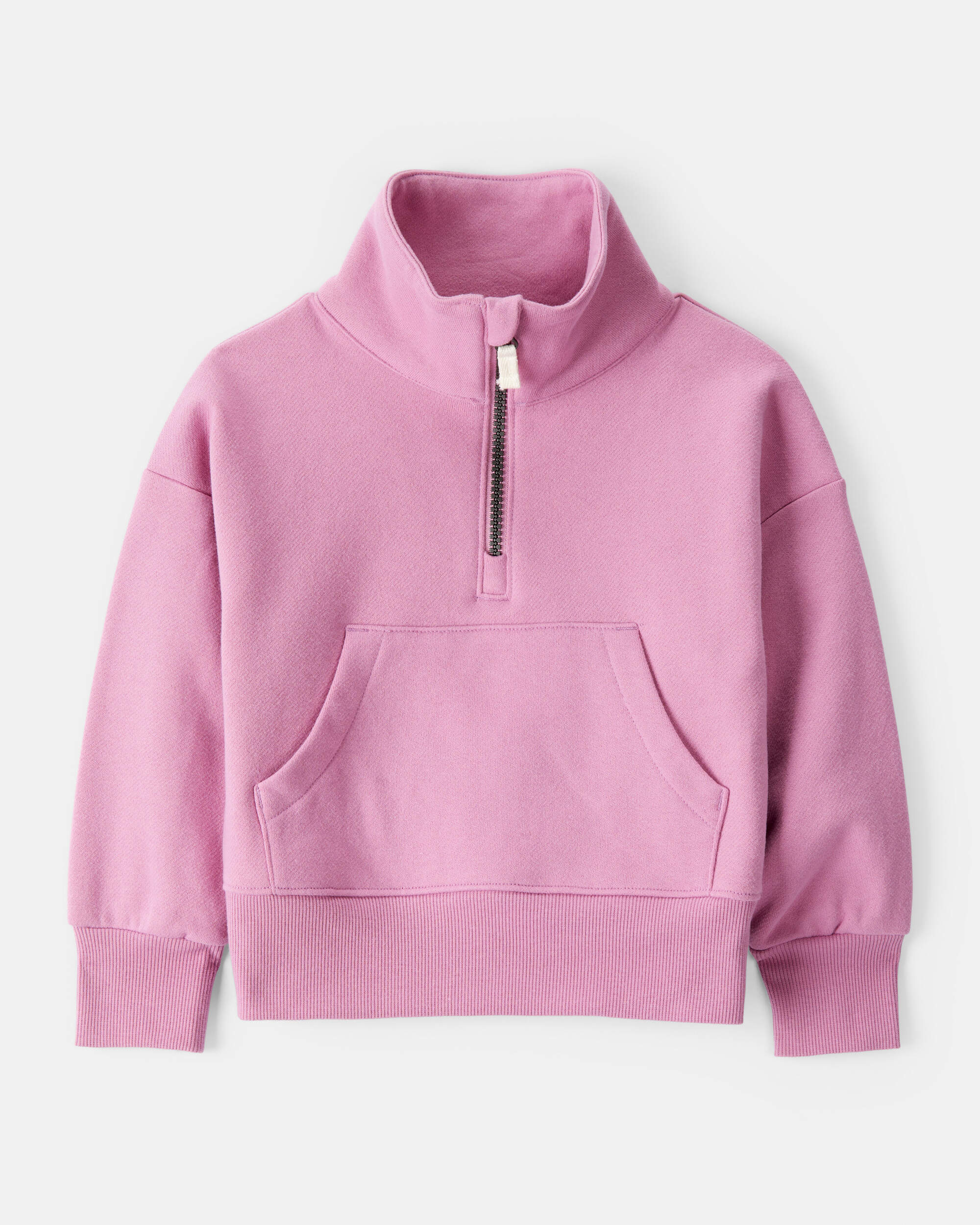Toddler Girl Long-Sleeve Quarter-Zip Pullover Sweatshirt - Pink