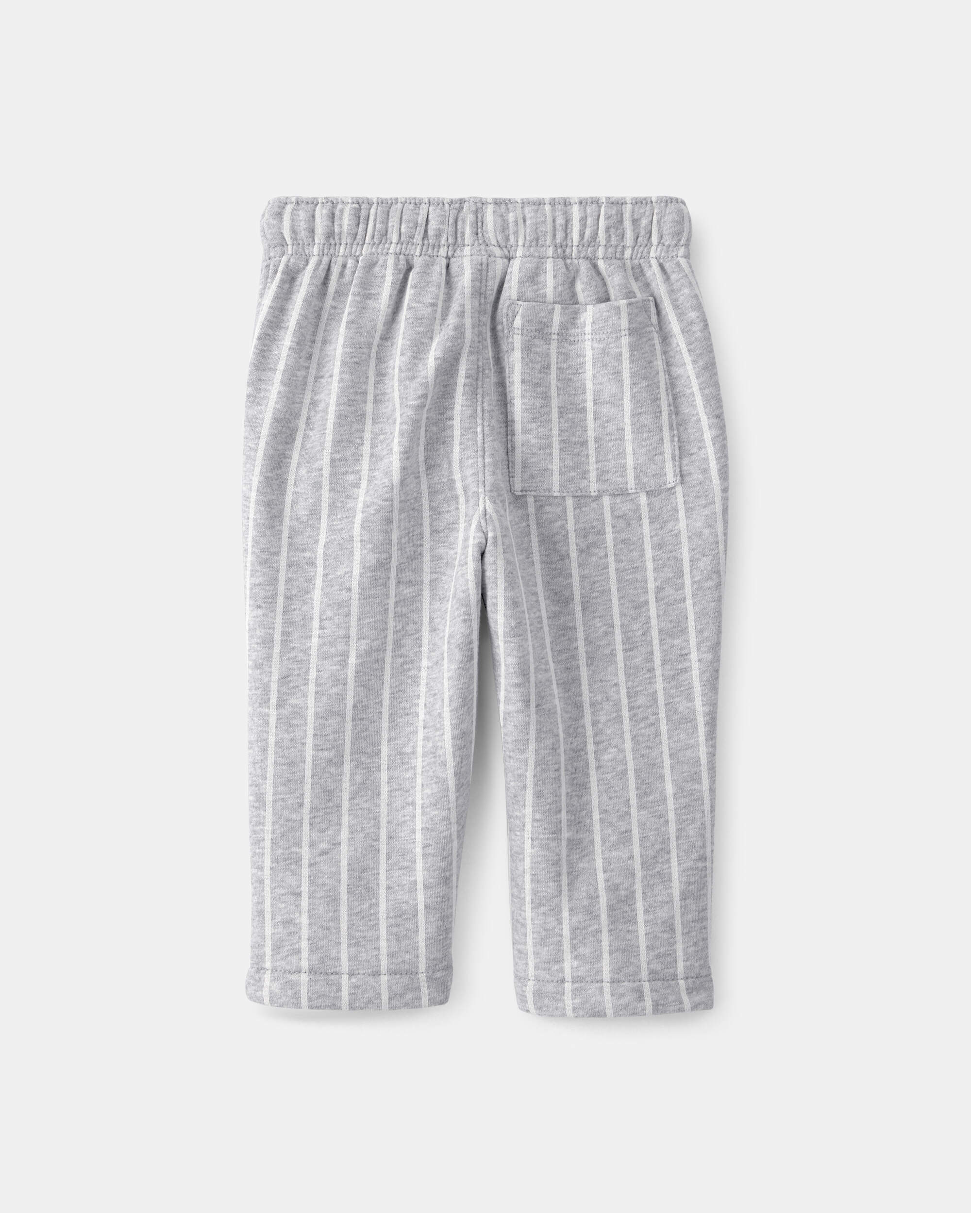 Baby Striped French Terry Pants - Grey/White