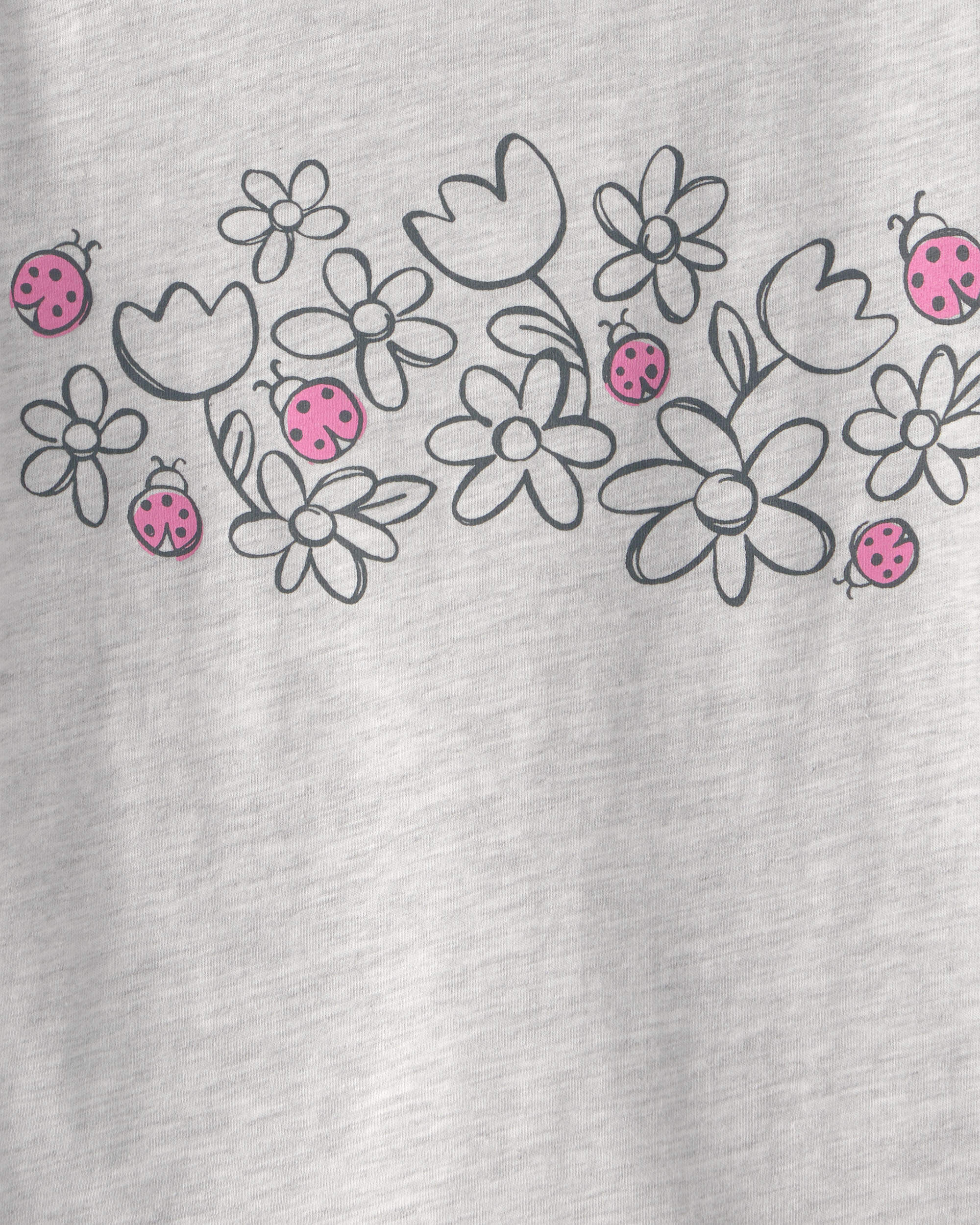Toddler Girl Ladybug Floral Graphic Tee - Grey