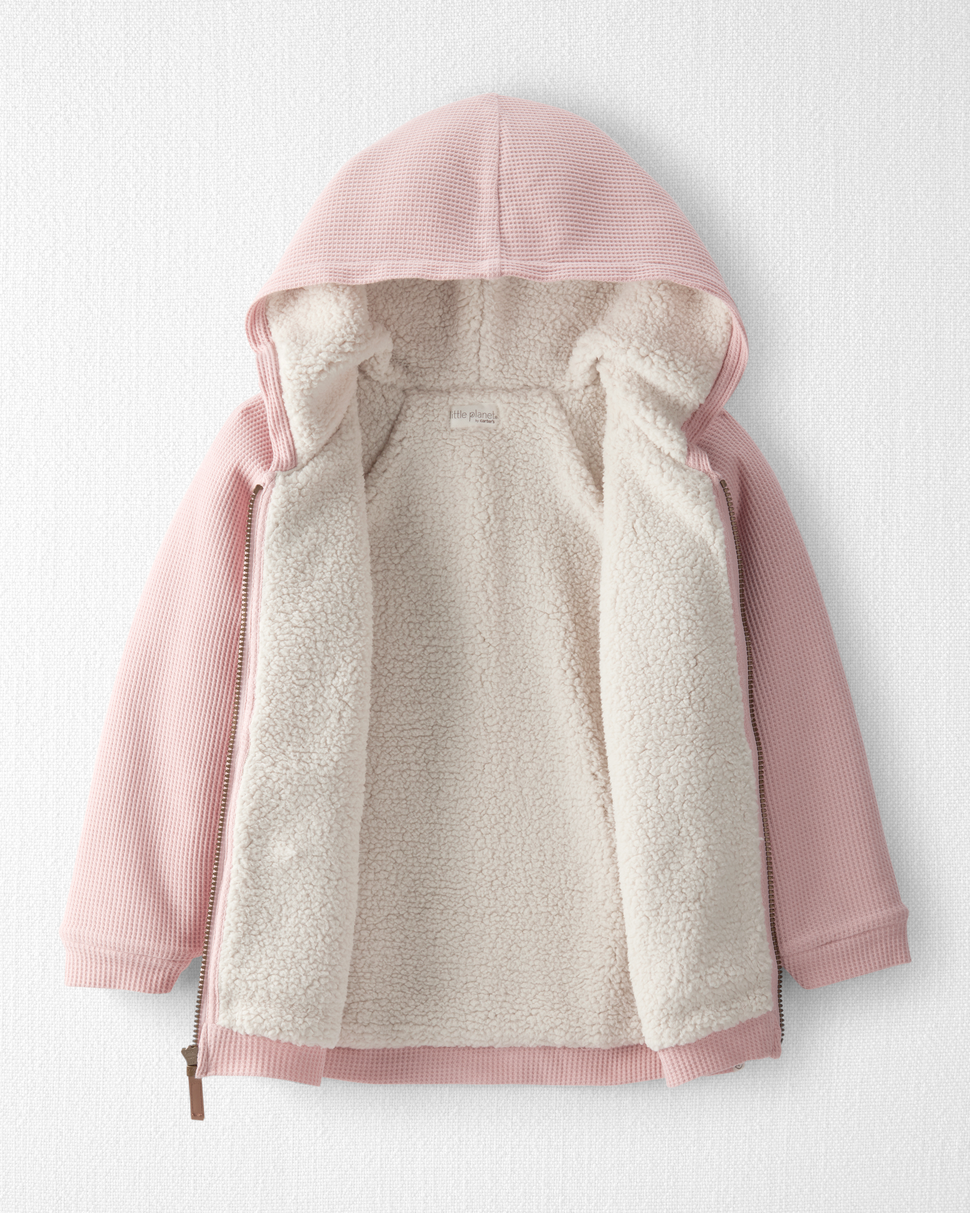 Girls Waffle Knit Hooded Jacket Made with Organic Cotton