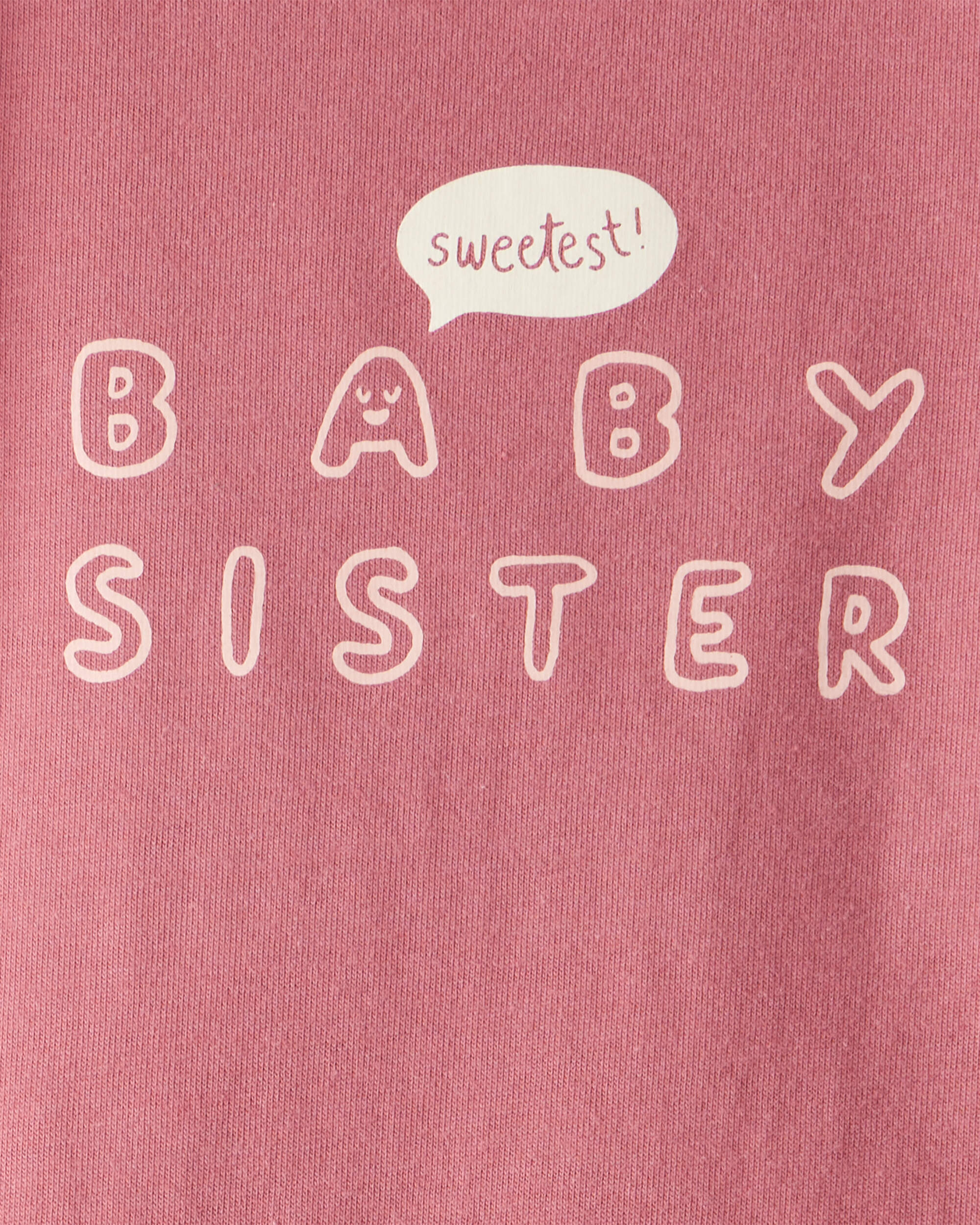 Baby Girl Sweetest Sister Cotton Long-Sleeve Graphic Bodysuit - Pink