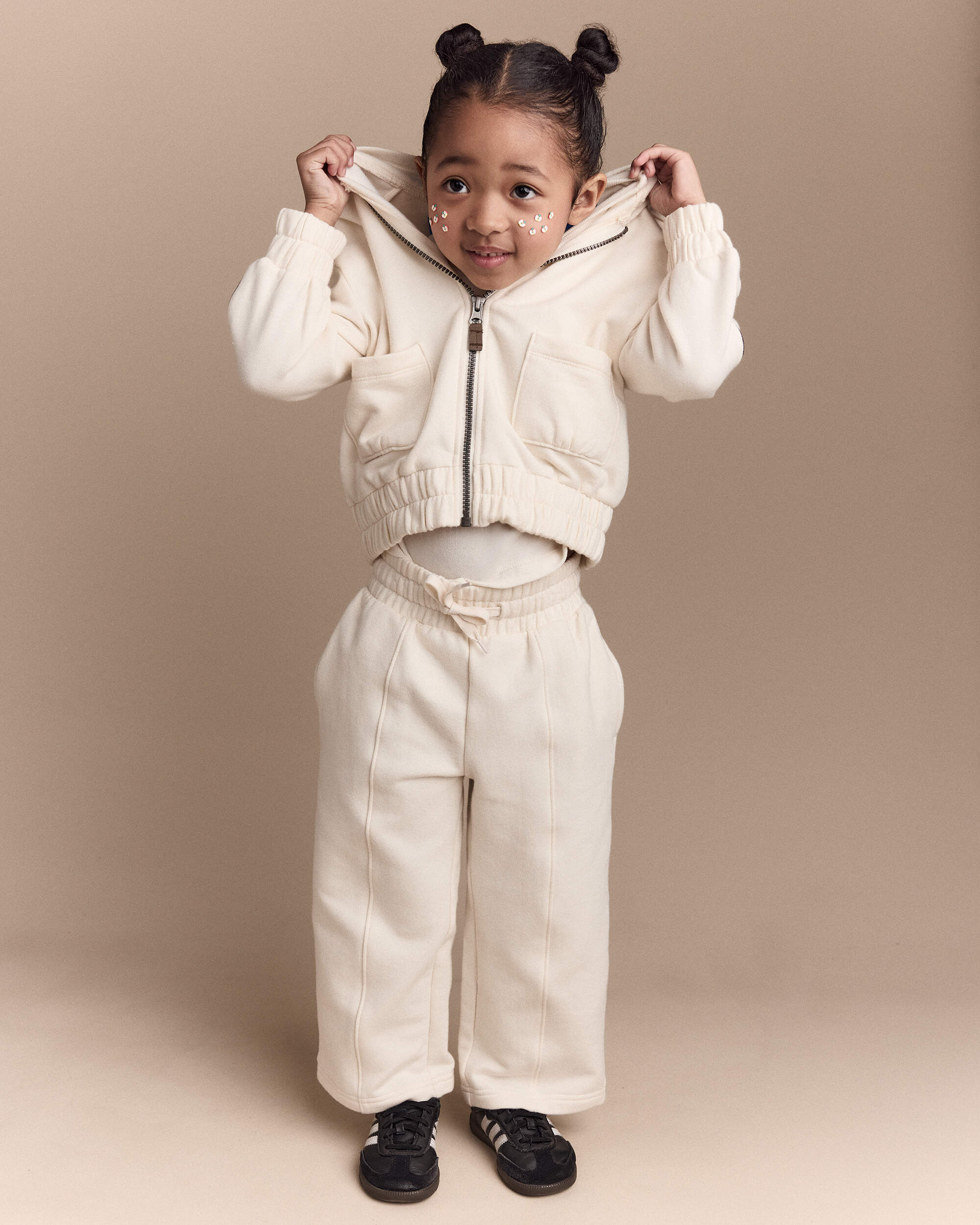 Toddler Girl Zip-Up Hoodie - Cream