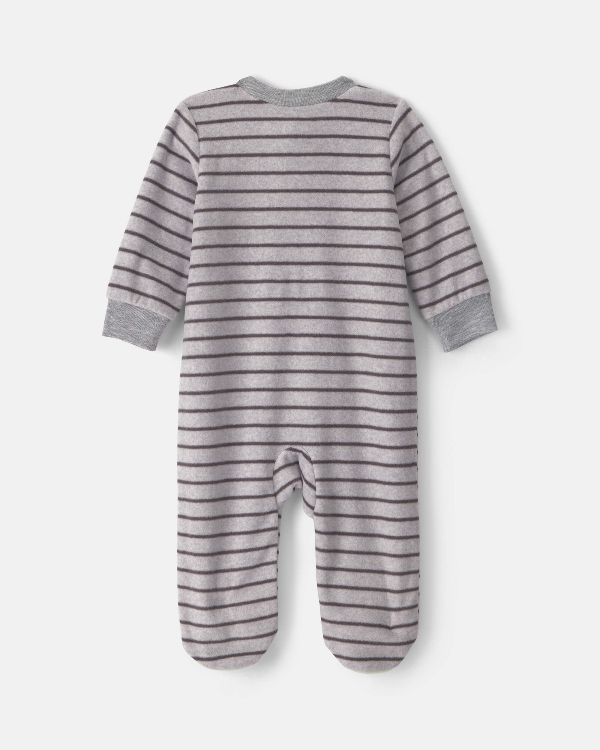 Baby Boy Monster Striped Fleece 2-Way Zip Sleeper - Grey