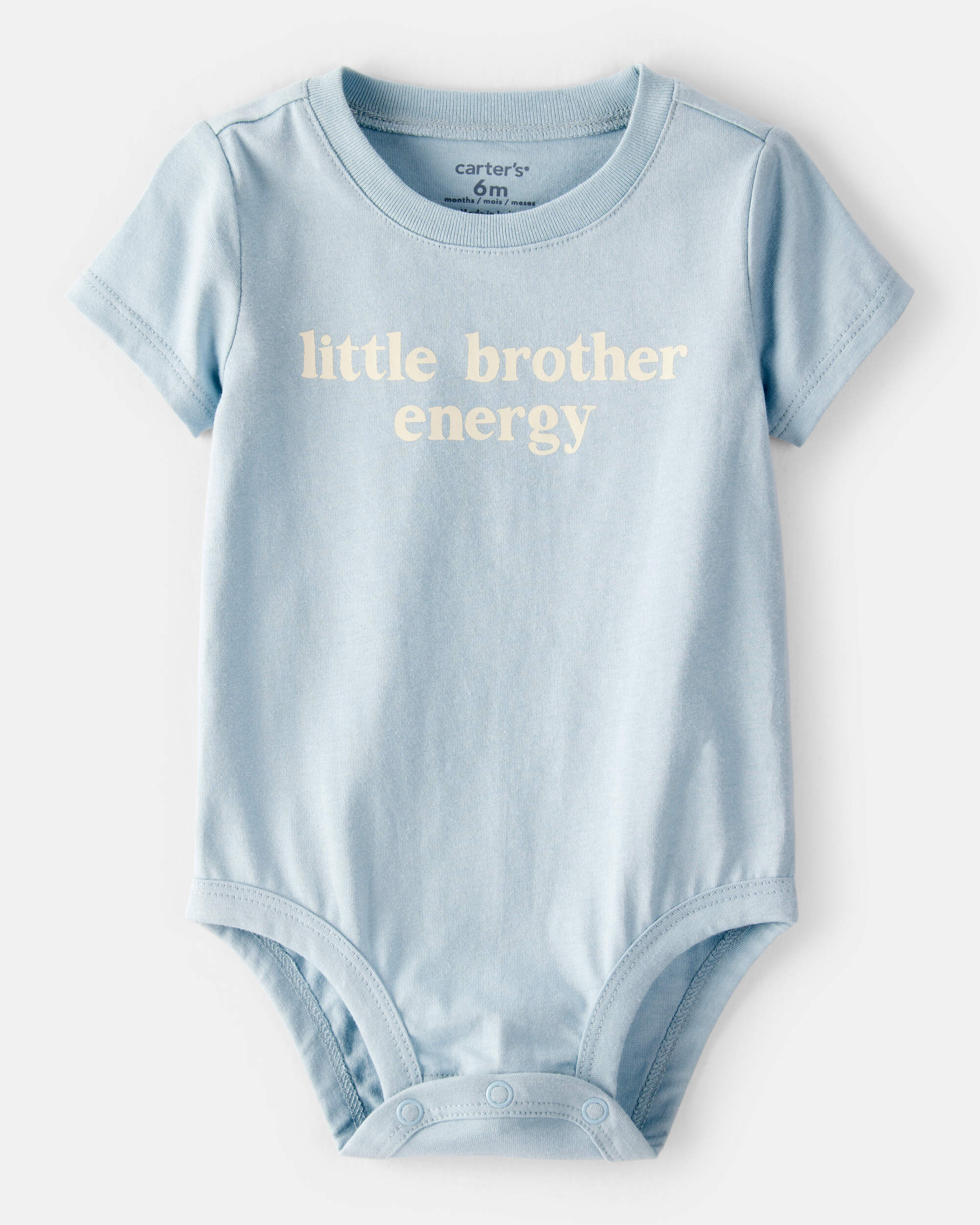 Baby Boy 'Little Brother Energy' Short-Sleeve Graphic Bodysuit - Blue