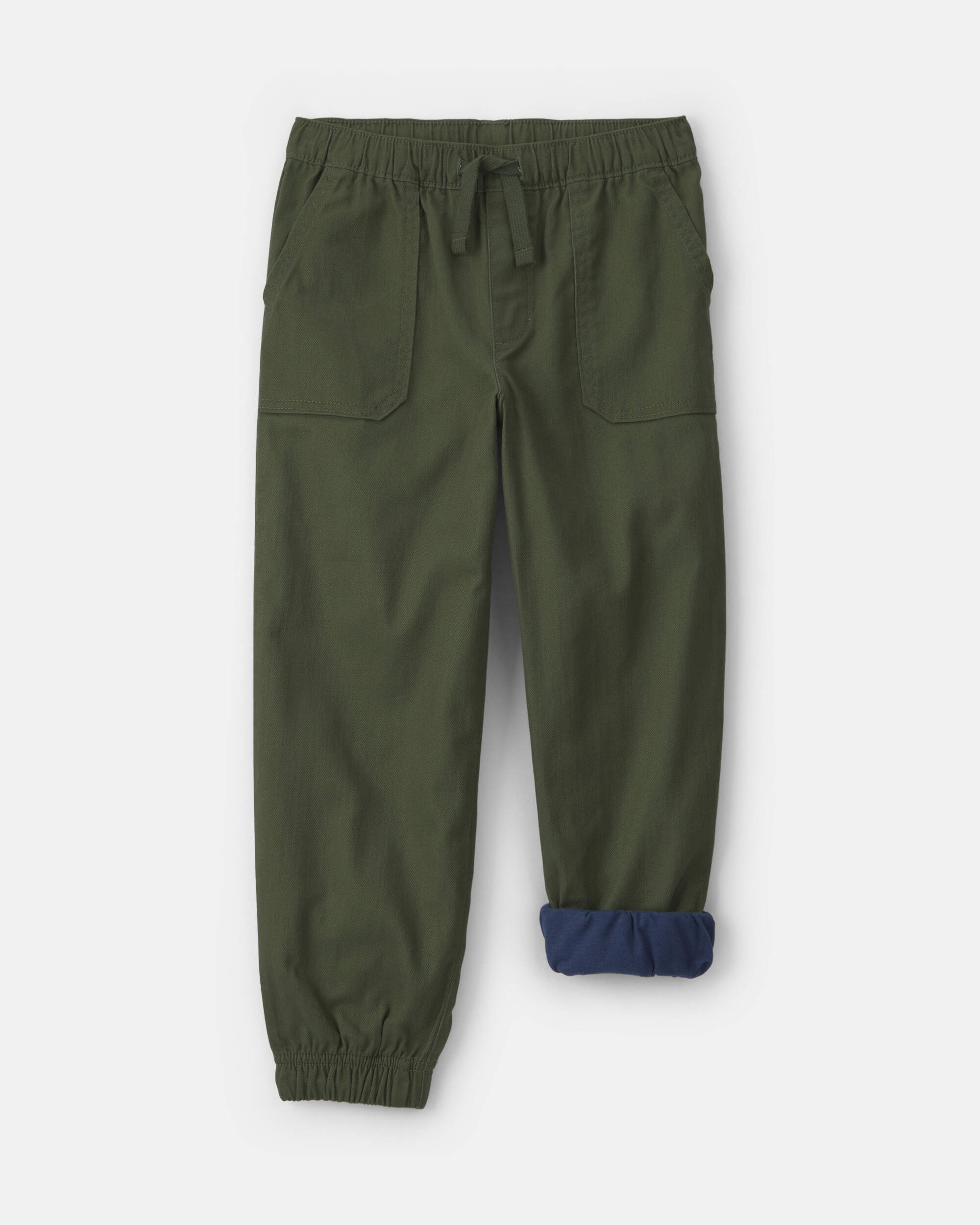 Boys Twill Joggers - Olive Green