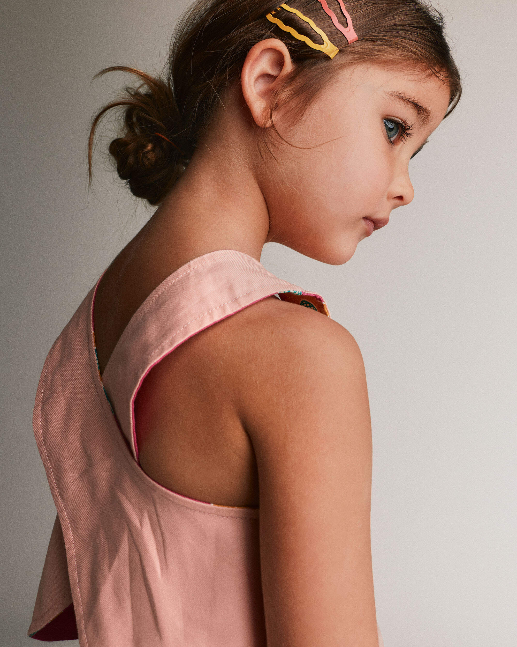 Toddler Girl Reversible Cross-Back Top Floral Print - Hot Pink