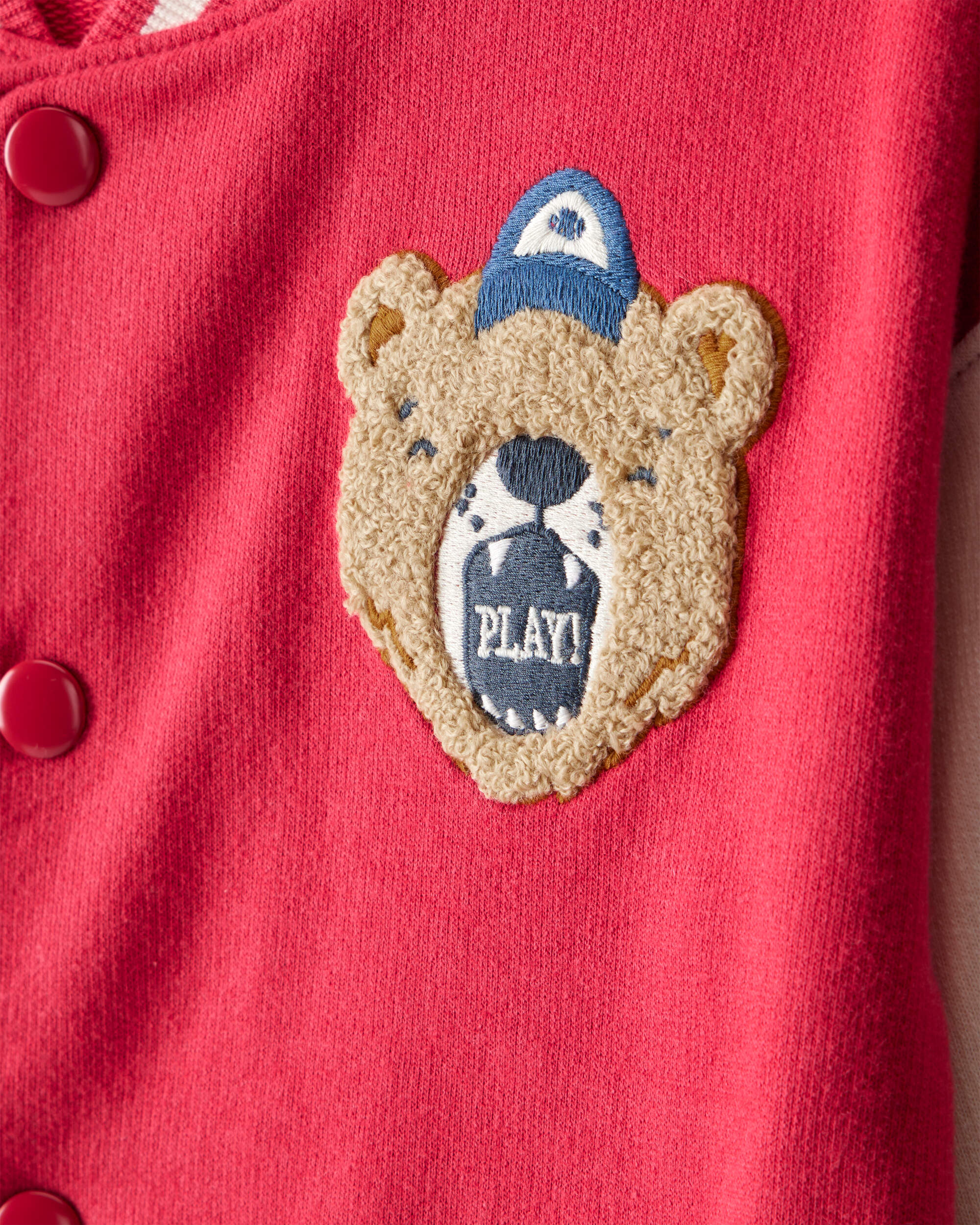 Toddler Boy Bear Long-Sleeve Varsity Fashion Jacket - Red