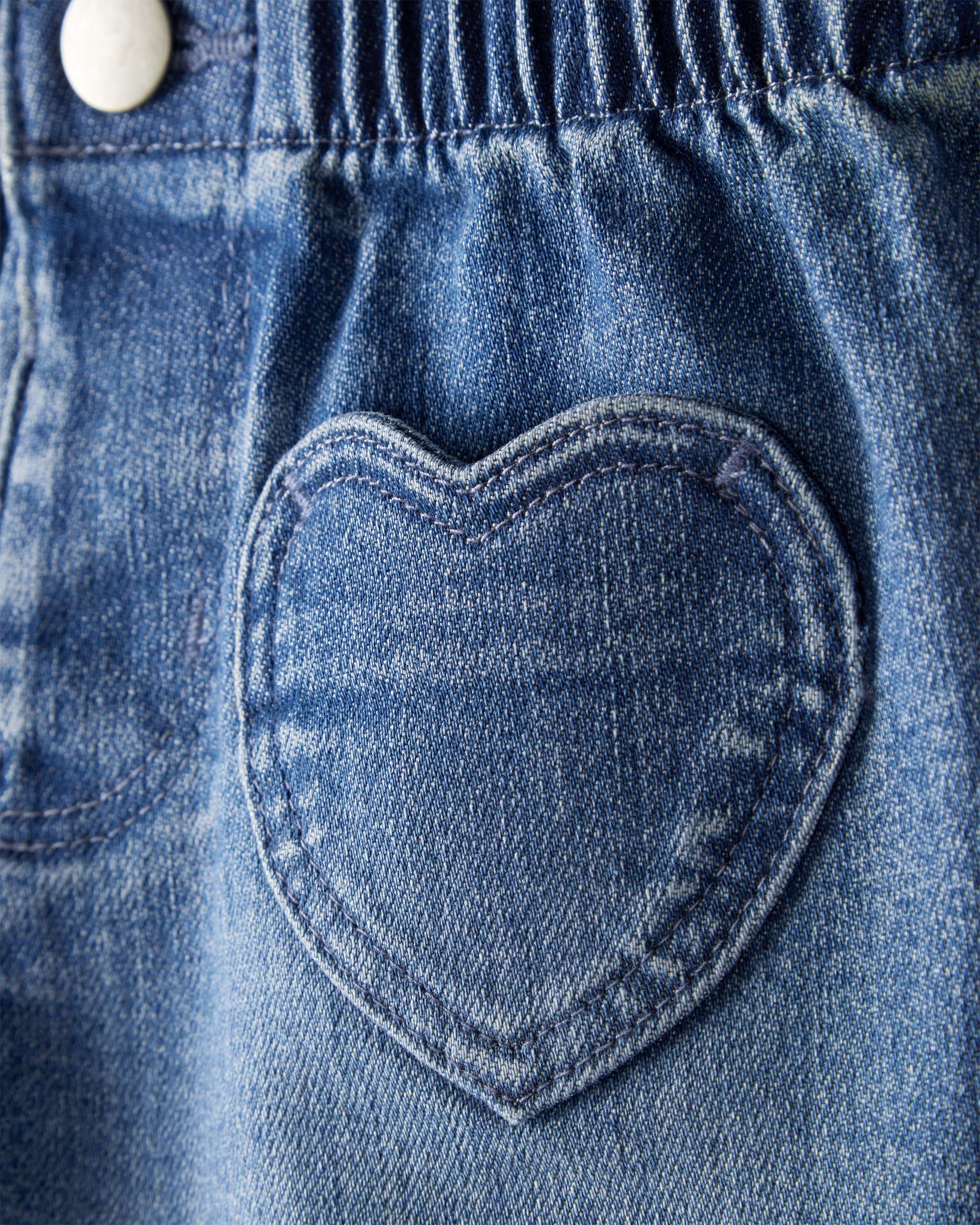 Baby Girl Heart Pocket Barrel Jeans - Blue
