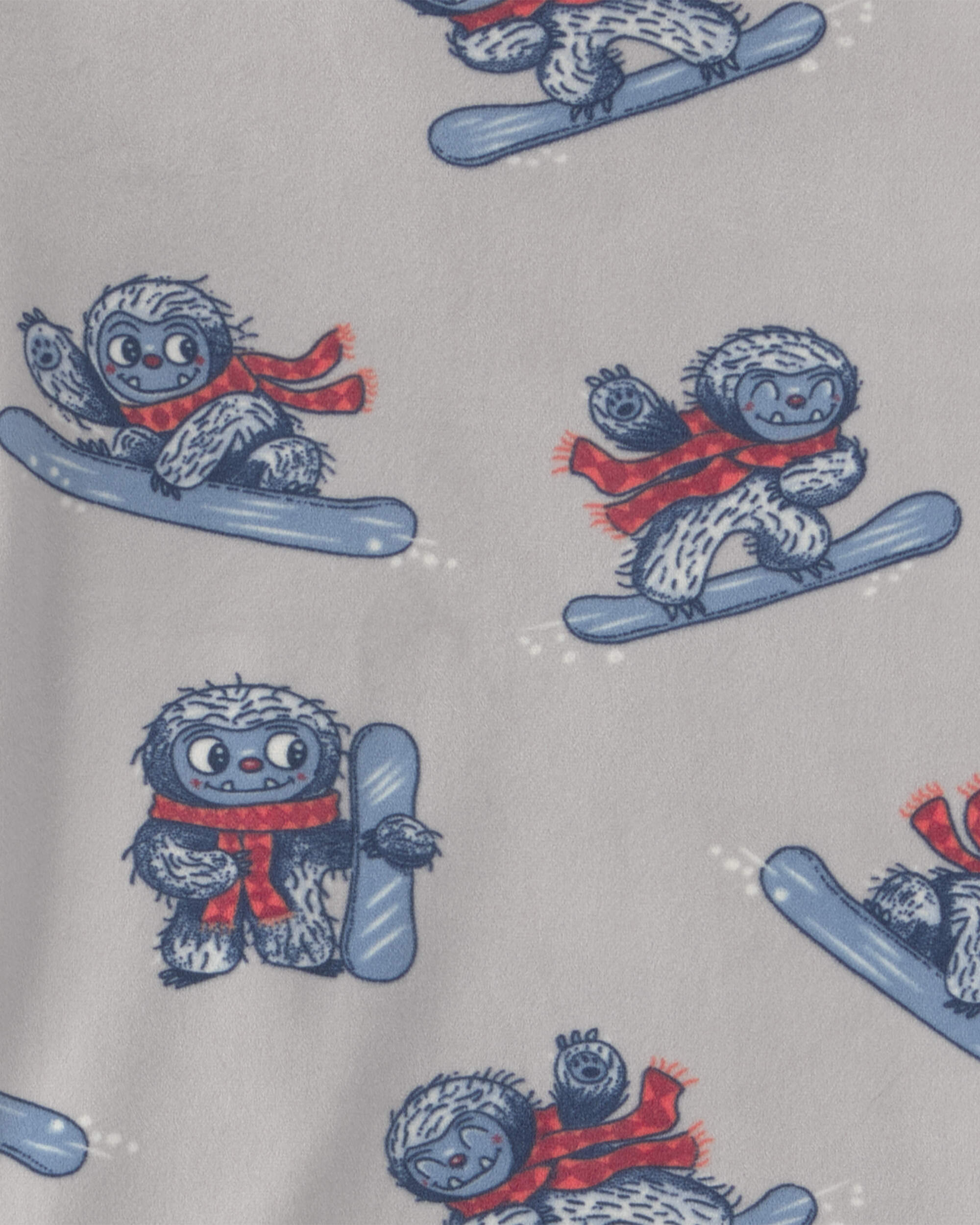 Boys 2-Piece Yeti Snowboard DreamPlush Snug Fit Pyjama Set - Grey