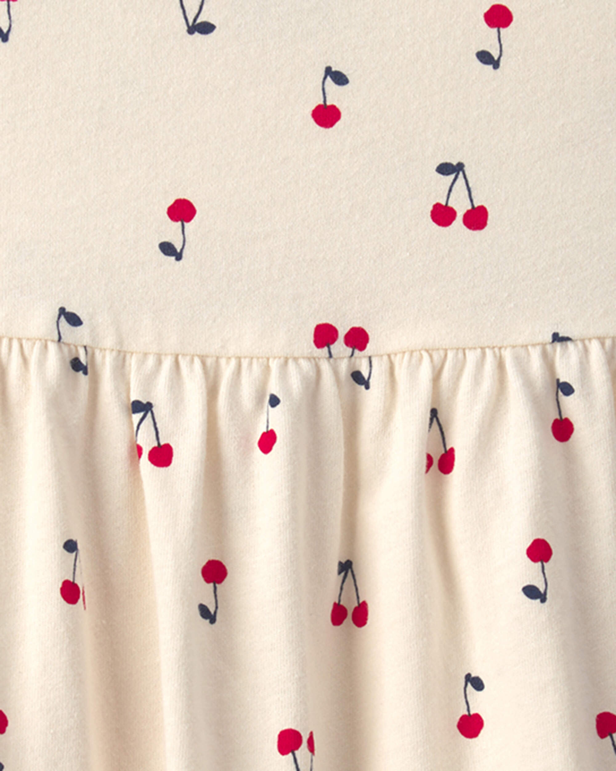 Baby Girl Cherry Sleeveless Dress - Cream