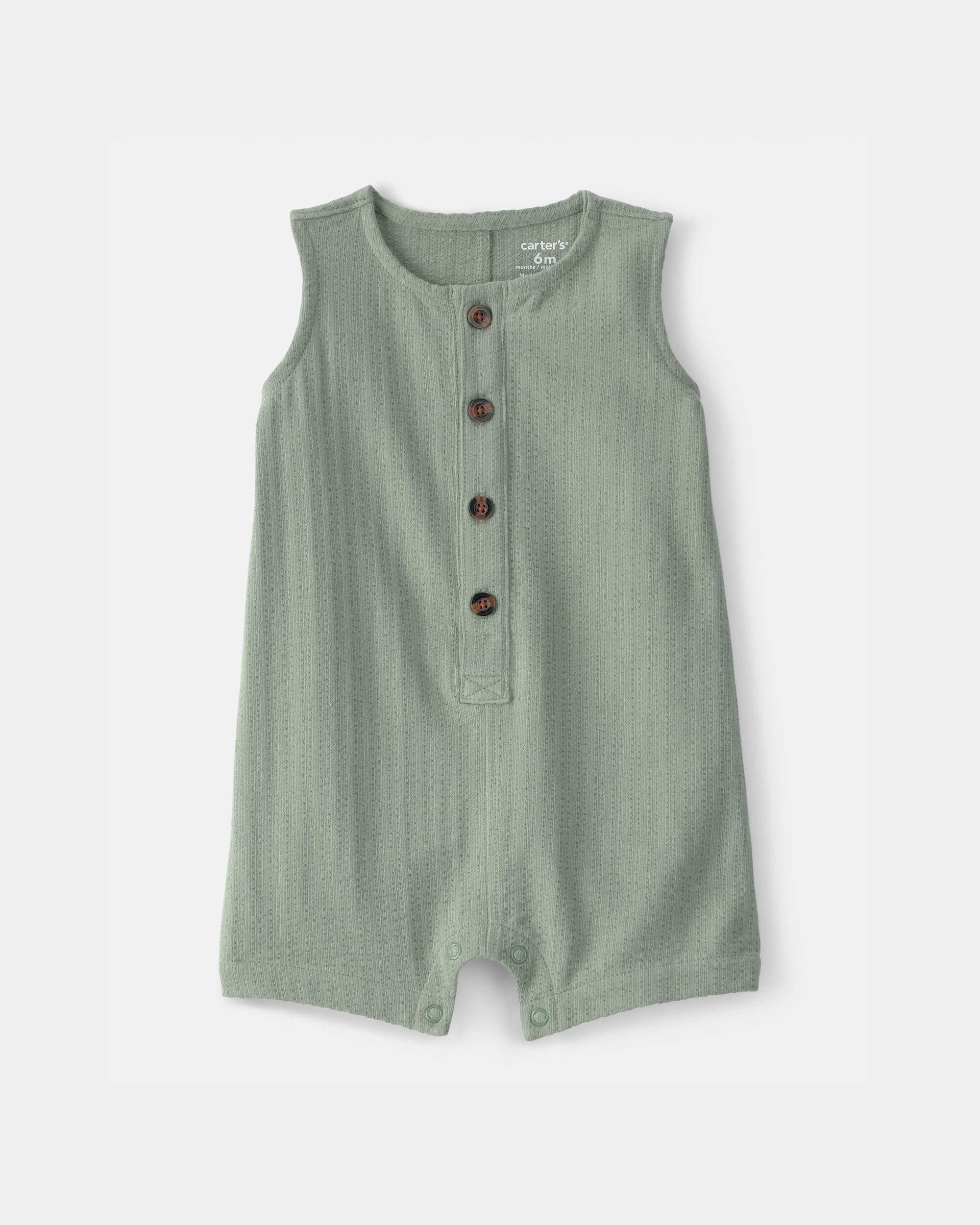Baby Boy Solid Sleeveless Romper - Green