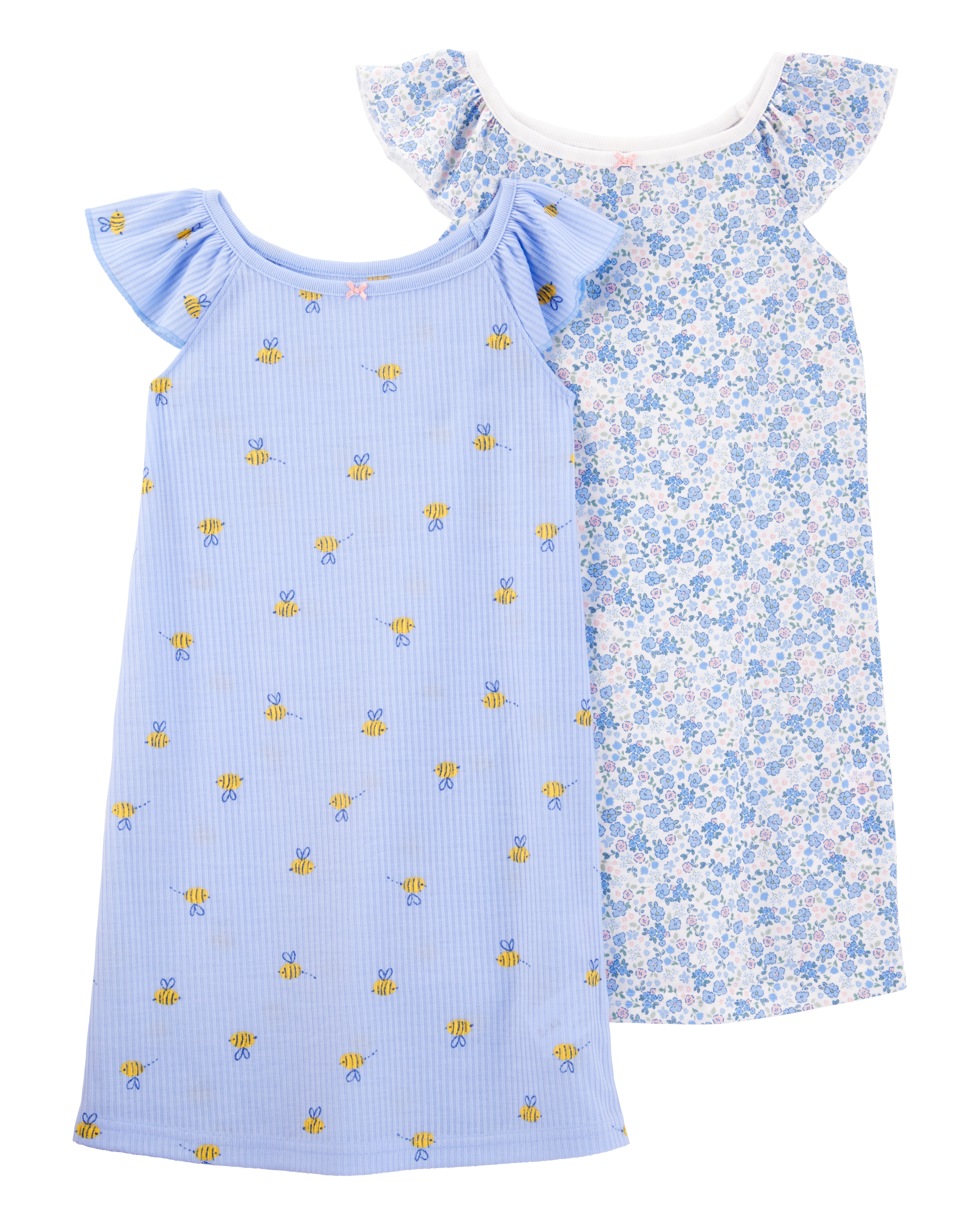 Girls 2-Pack Floral Nightgowns - Blue