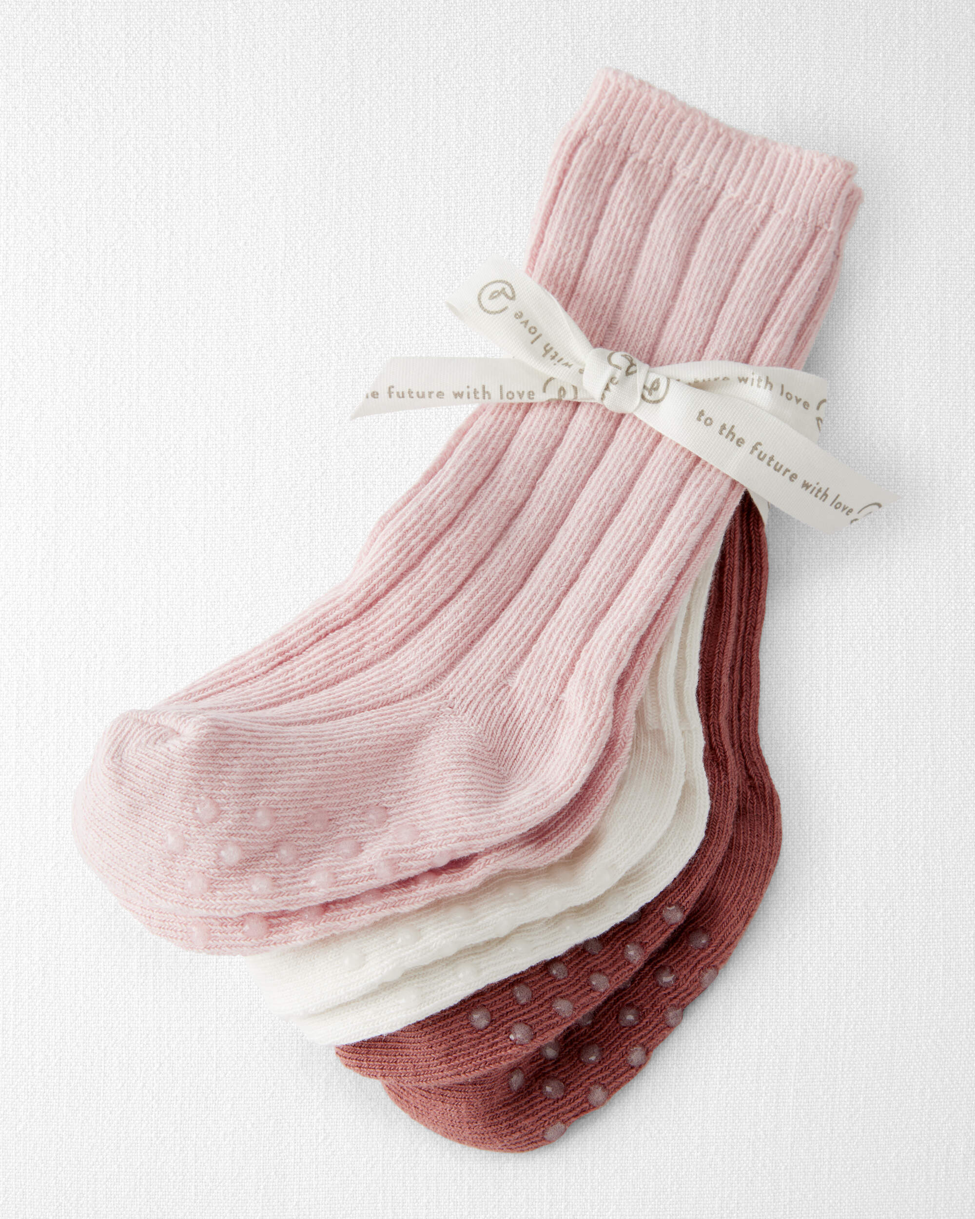 Baby Girl 3-Pack Knee-High No-Slip Socks Made with Organic Cotton