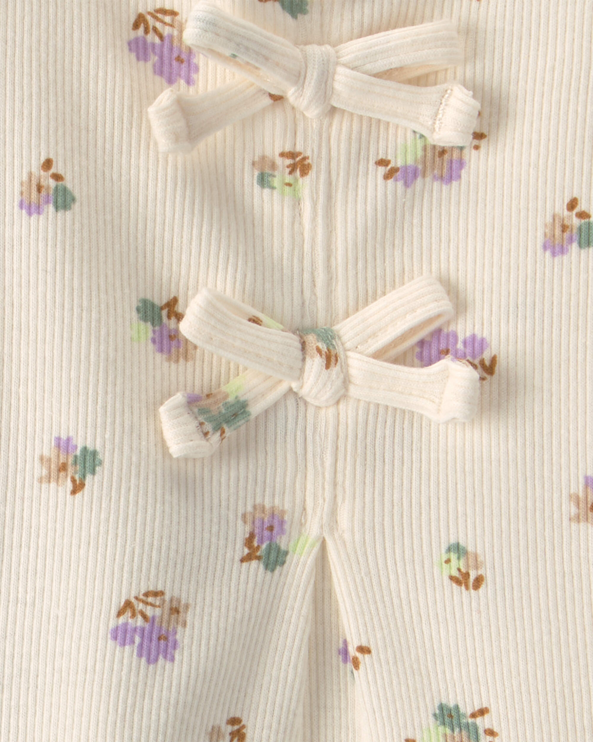 Baby Girl 2-Piece Flower Top & Pant Set – Cream/Green