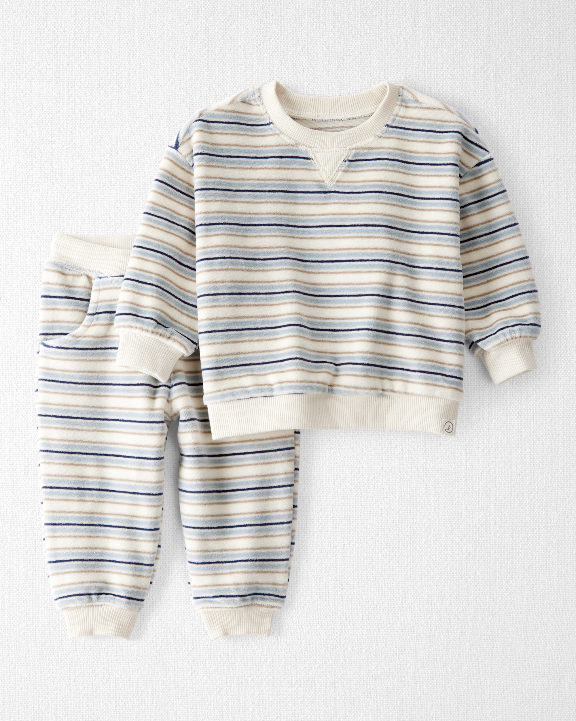 Baby 2-Piece Organic Cotton Velour Set Stripes