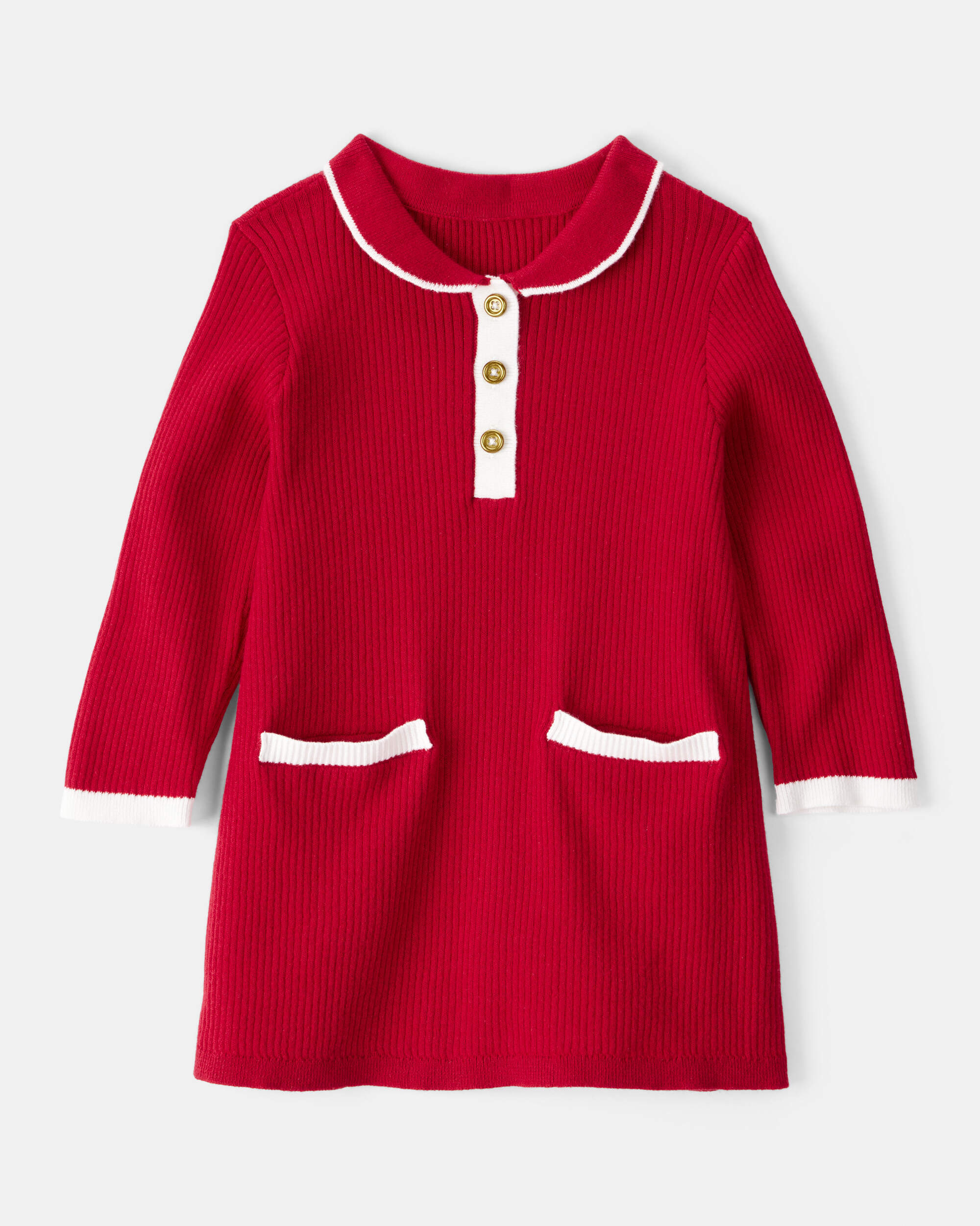Baby Girl Cotton Long-Sleeve Occasion Dress - Red