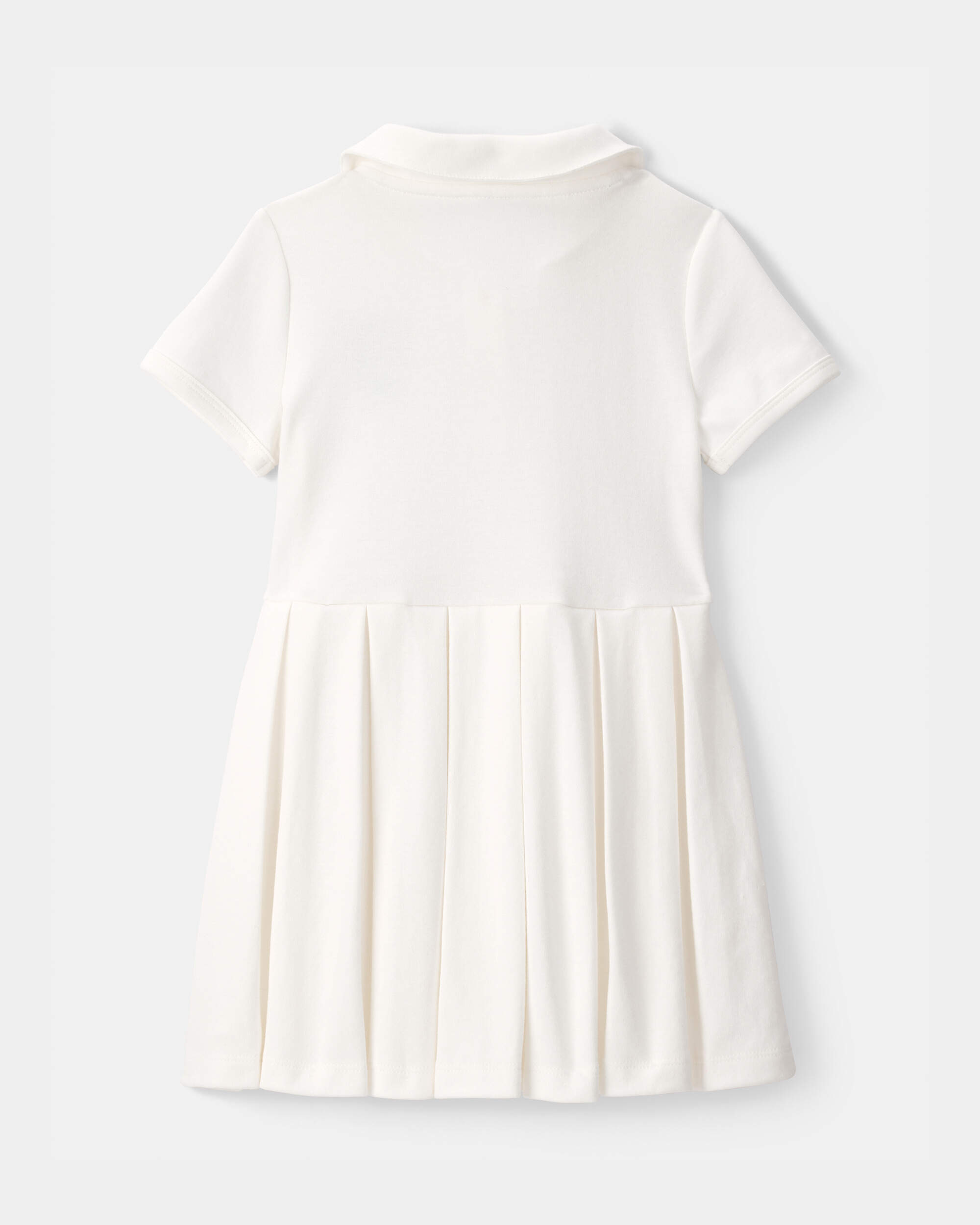 Toddler Girl Pleated Tennis Dress - Ivory