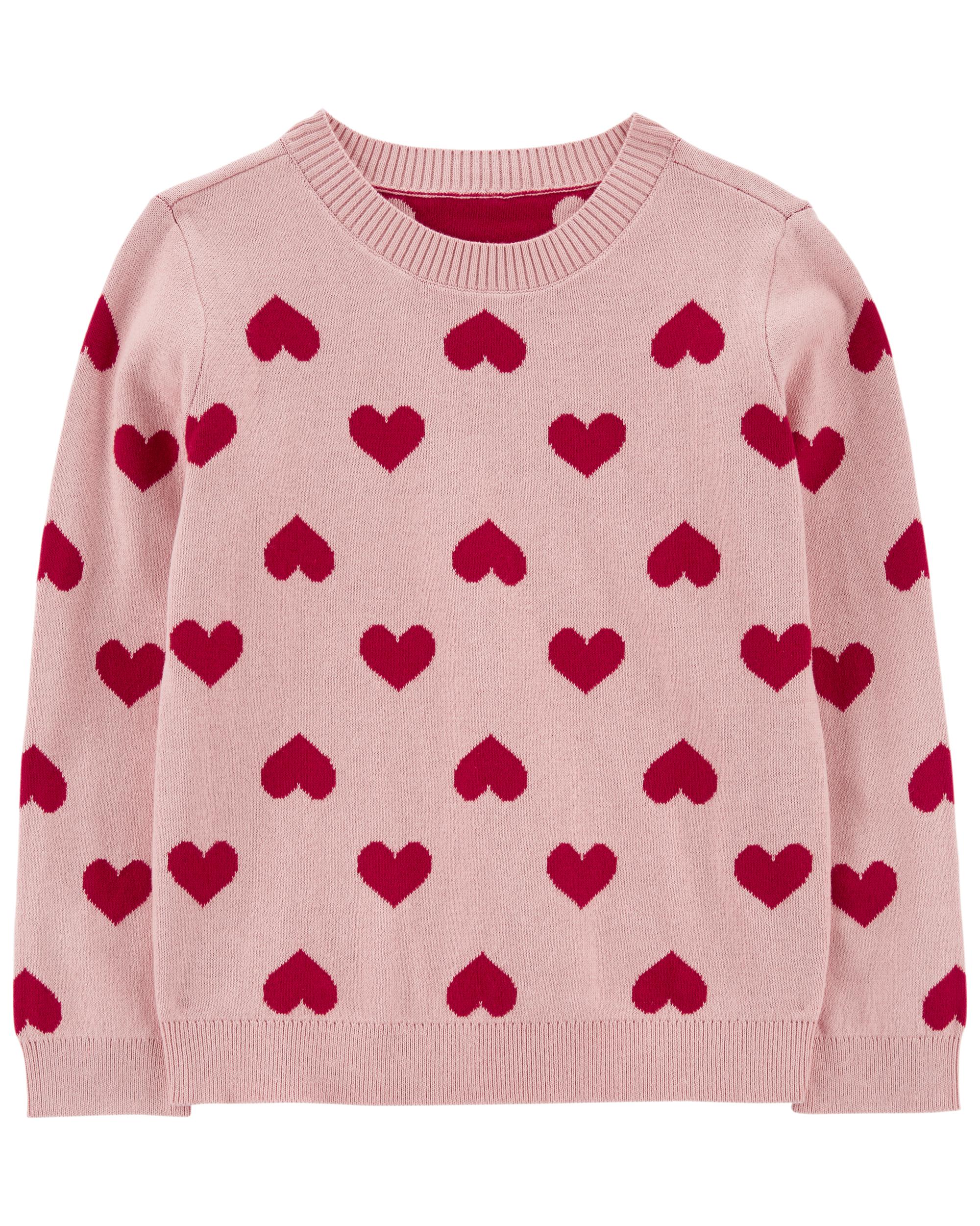 Pink Kid Valentine's Day Heart Sweater | Carter's Oshkosh Canada