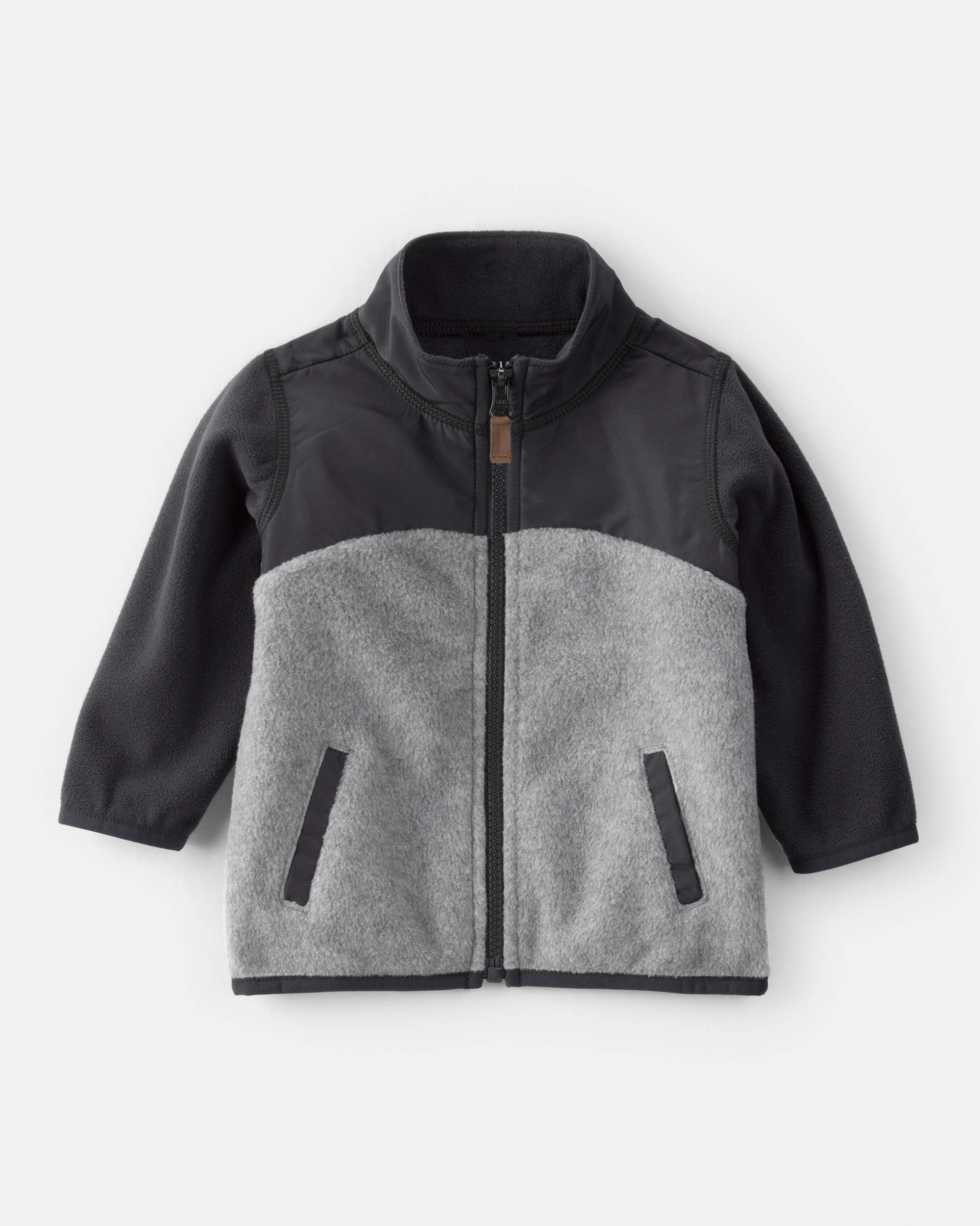 Baby Boy Long-Sleeve Zip-Up Jacket - Grey/Black