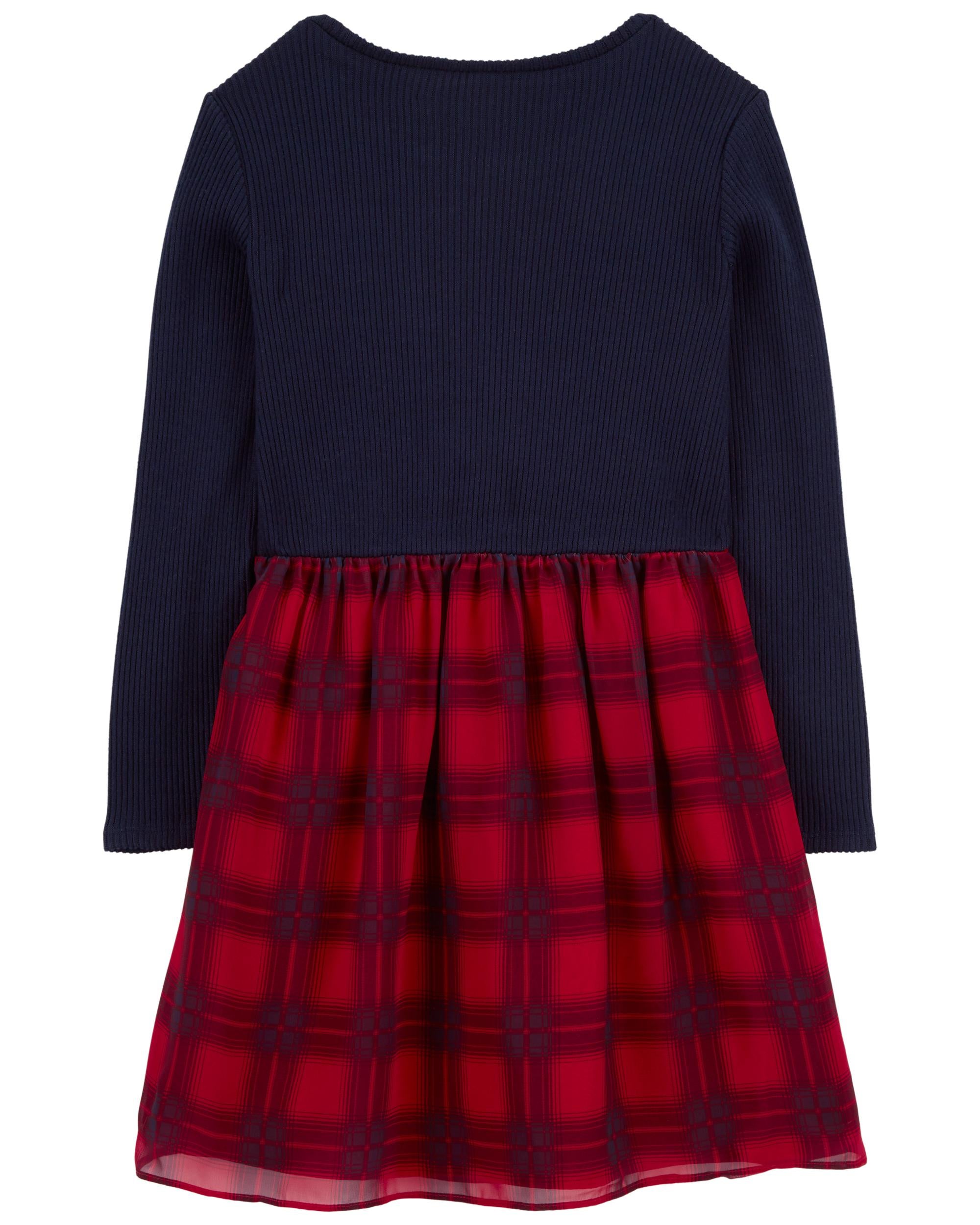 Kids Girls Kid Long Sleeve Plaid Dress 14 OshKosh Bgosh