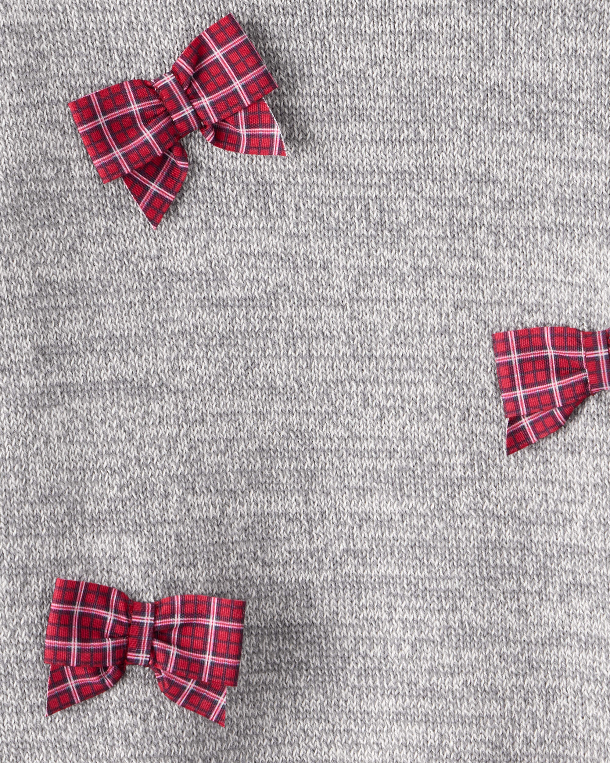 Toddler Girl Bow Cotton Long-Sleeve Sweater - Grey