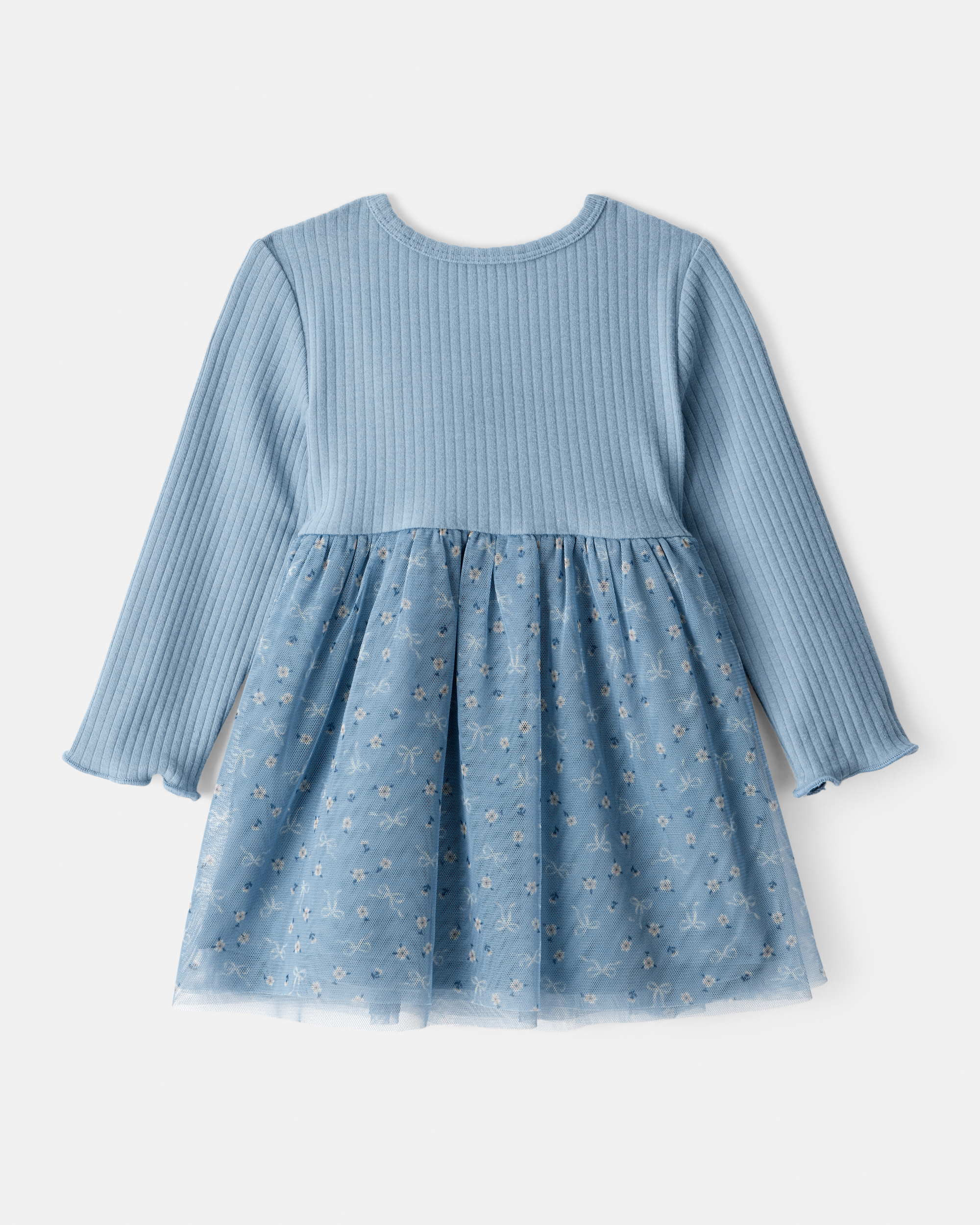 Baby Girl Floral Print Long-Sleeve Dress - Blue