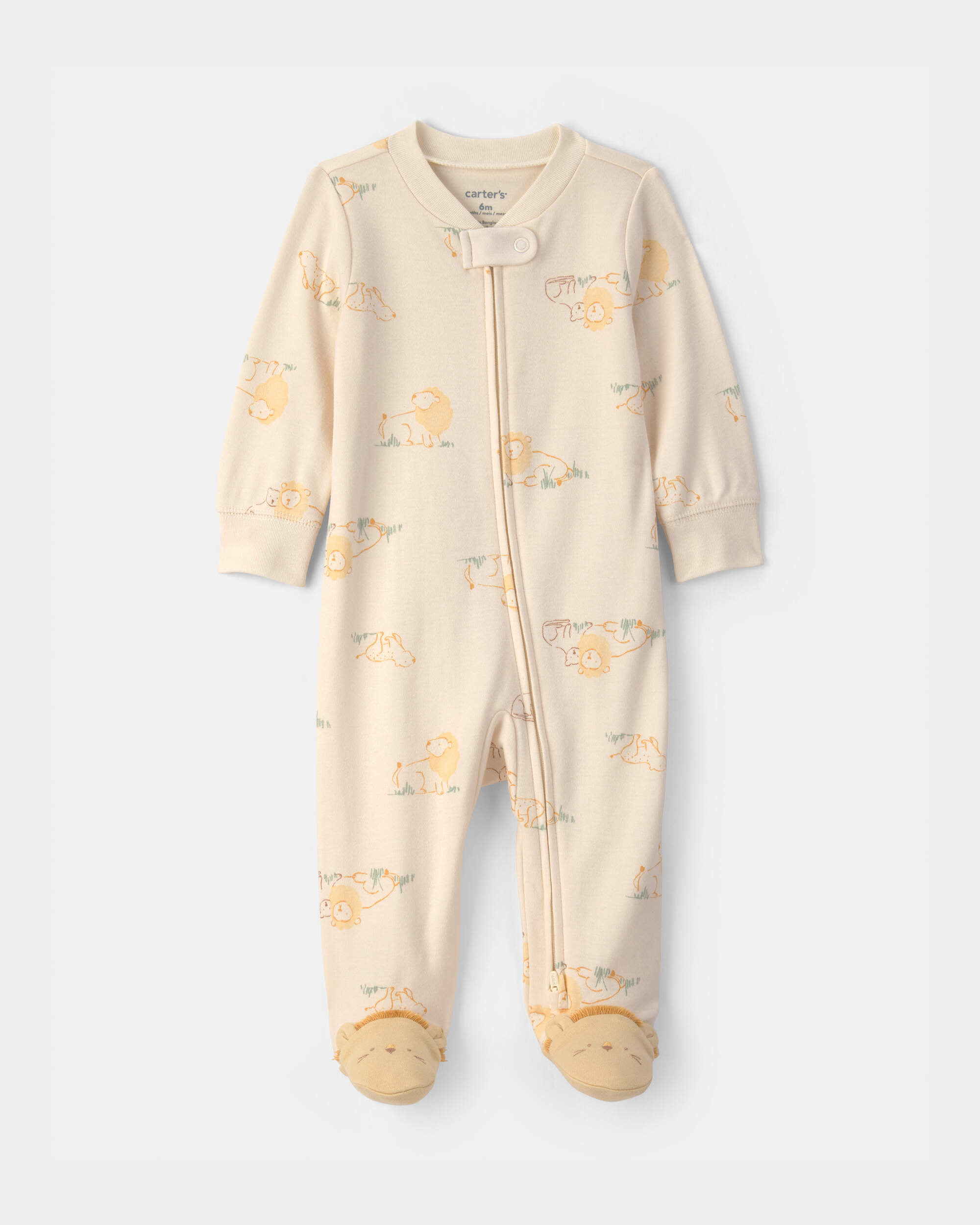 Baby Lion 100% Cotton 2-Way Zip Sleeper - Cream