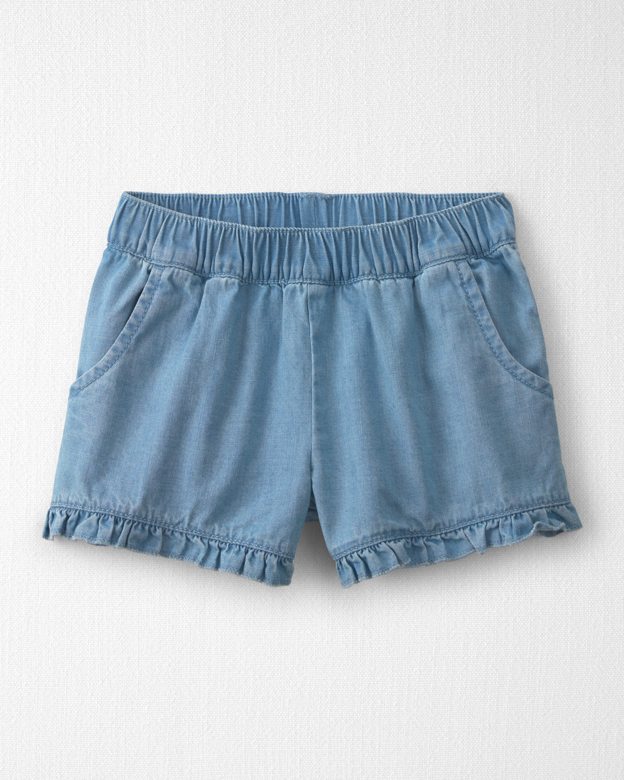 Toddler Girl 2-Piece Linen Top & Short Set Made with Organic Cotton Blue Hibiscus