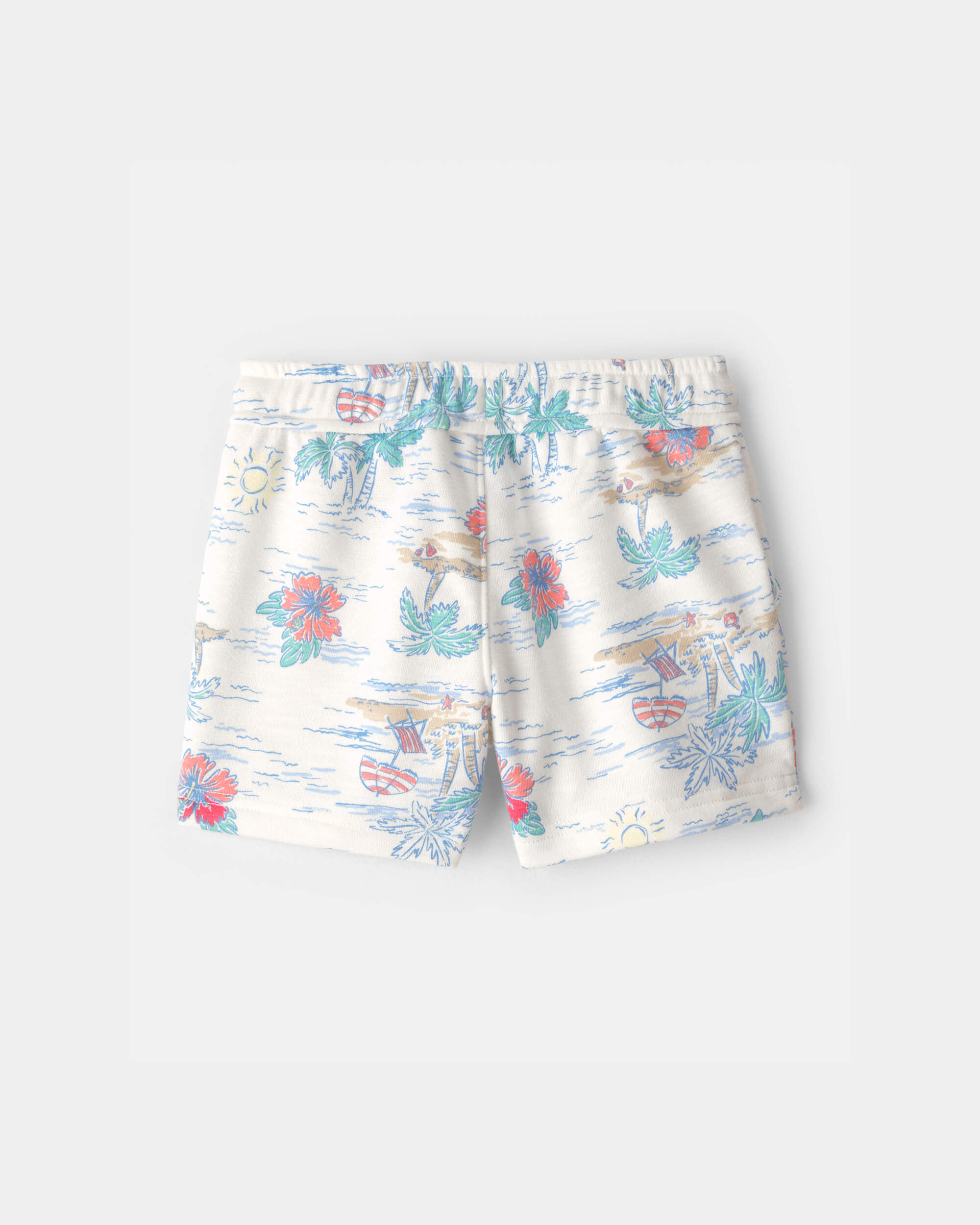 Toddler Boy Tropical Beach French Terry Shorts - Ivory