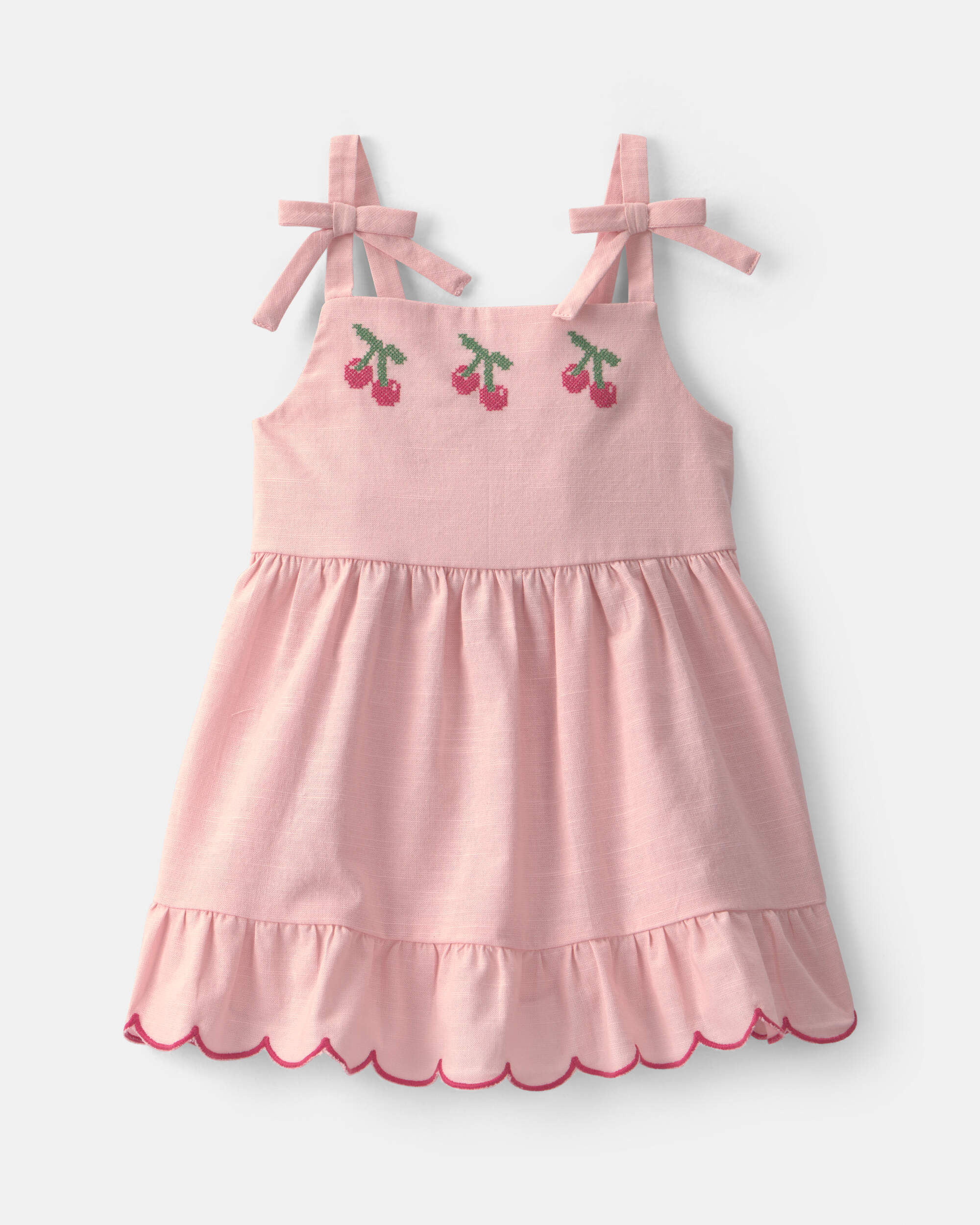 Baby Girl Cherry Sleeveless Dress - Pink