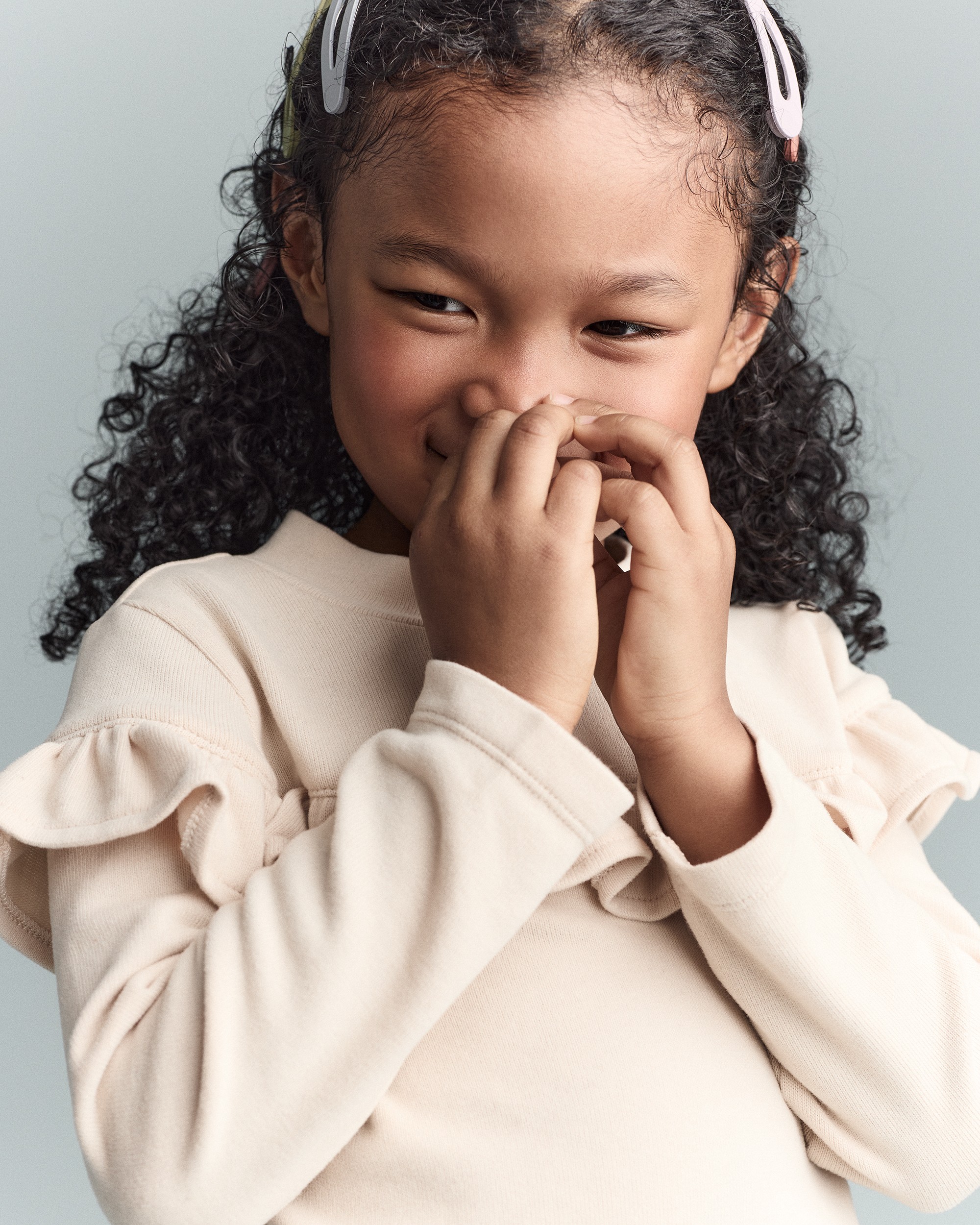 Toddler Girl Mock Neck Ruffle Top - Khaki