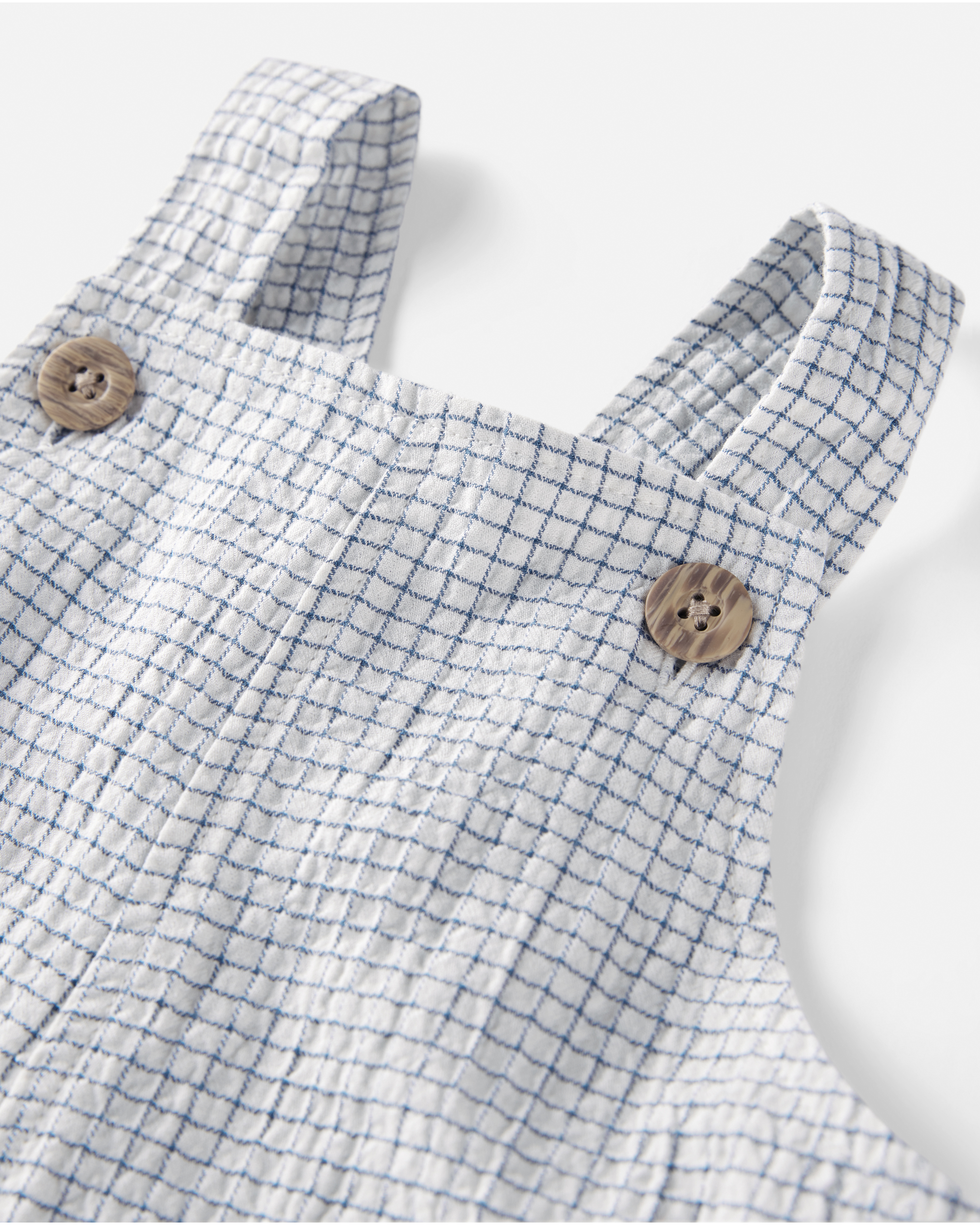 Baby Organic Cotton Checkered-Print Shortalls
