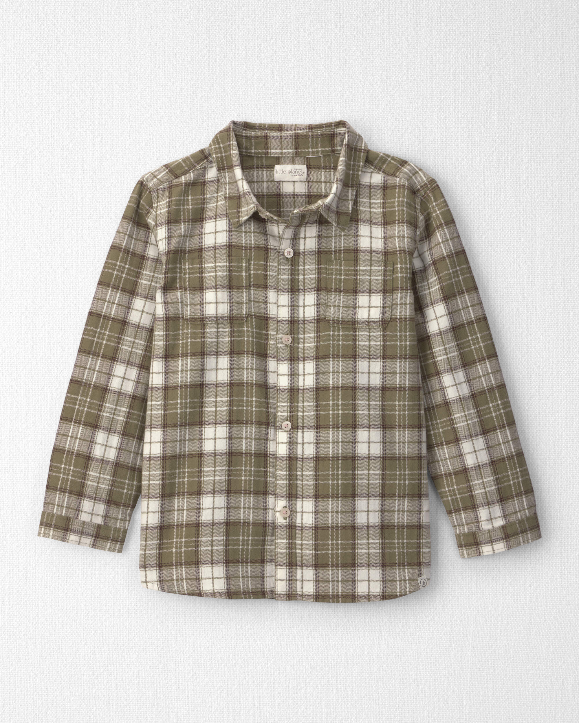 Boys Organic Cotton Flannel Button-Down Shirt