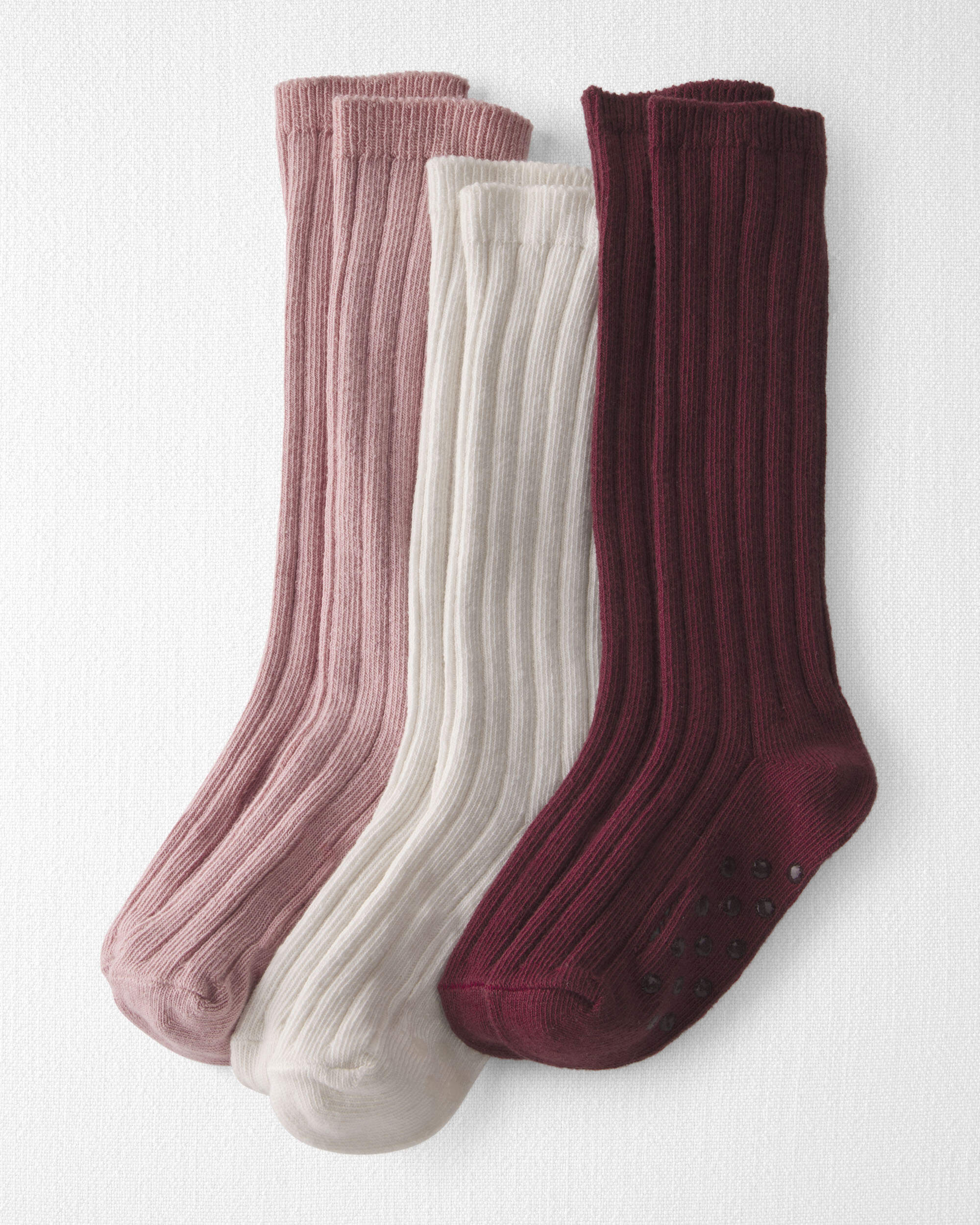 Toddler Girl 3-Pack No-Slip Knee-High Socks Made with Organic Cotton