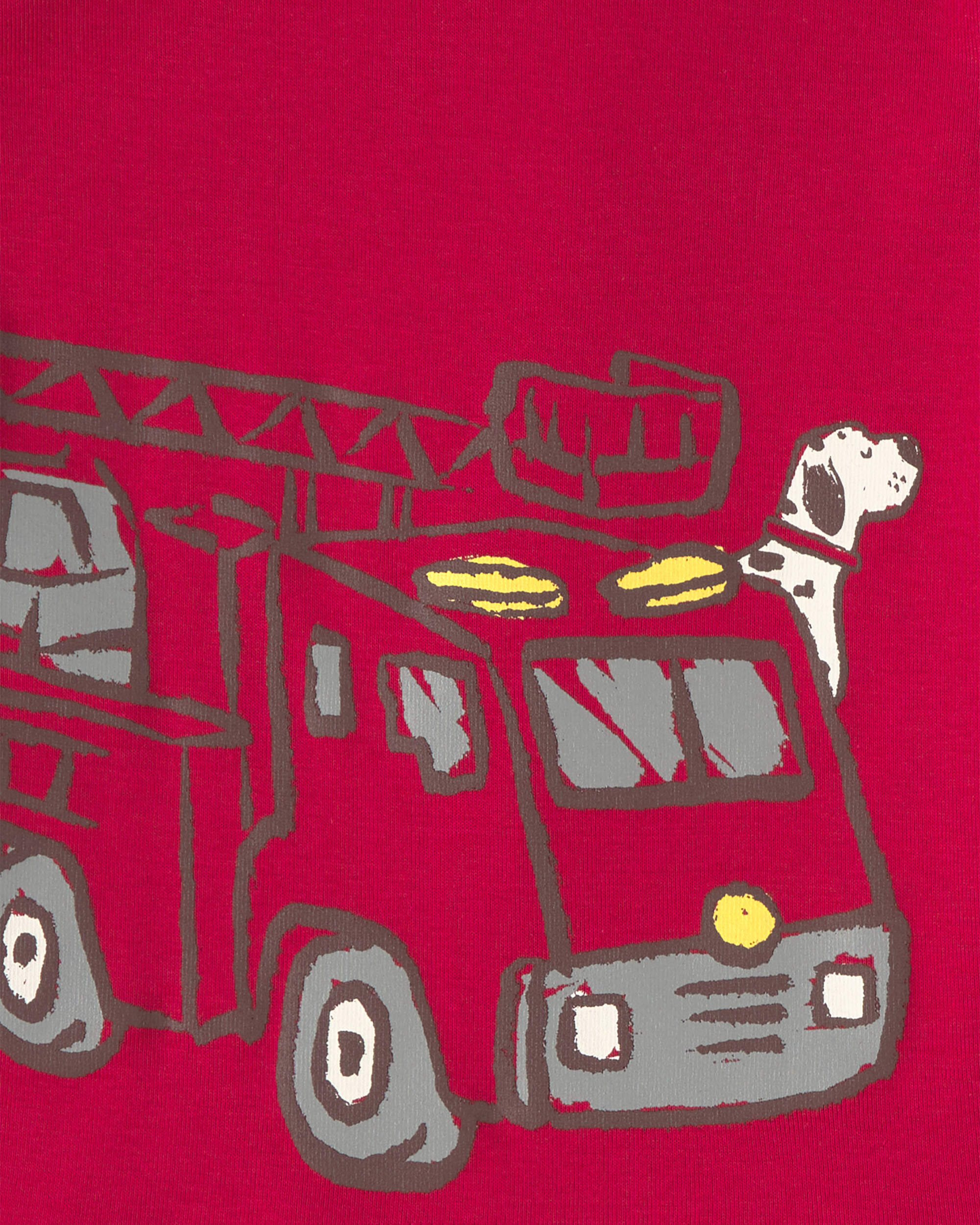 Toddler Boy Firetruck Striped 100% Cotton Snug Fit 4-Piece Pajama Set - Red/White