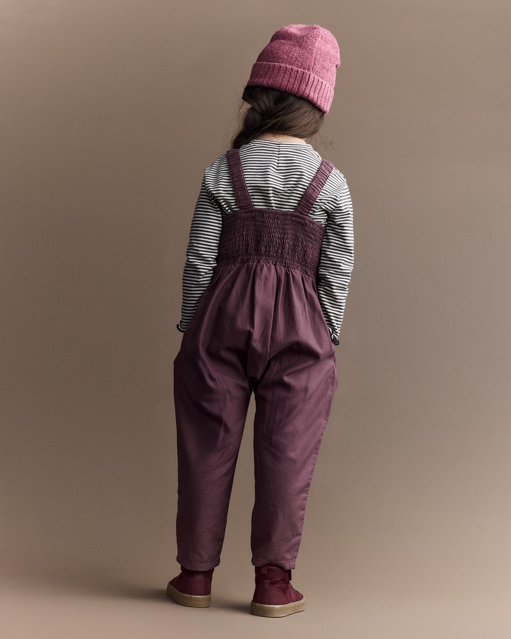Toddler Girl Pleated Overalls - Mauve