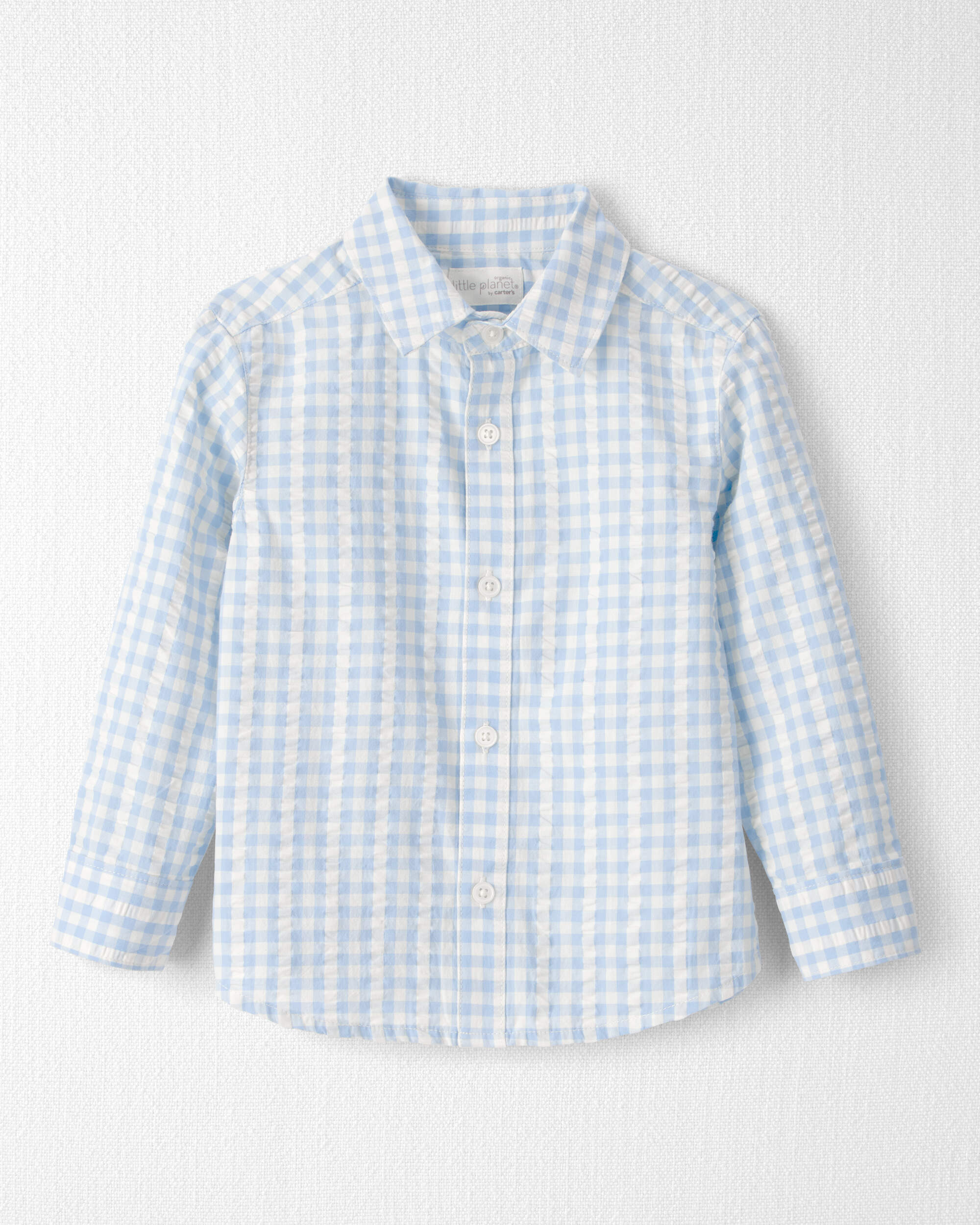 Toddler Boy Gingham Button-Front Shirt Made with Organic Cotton