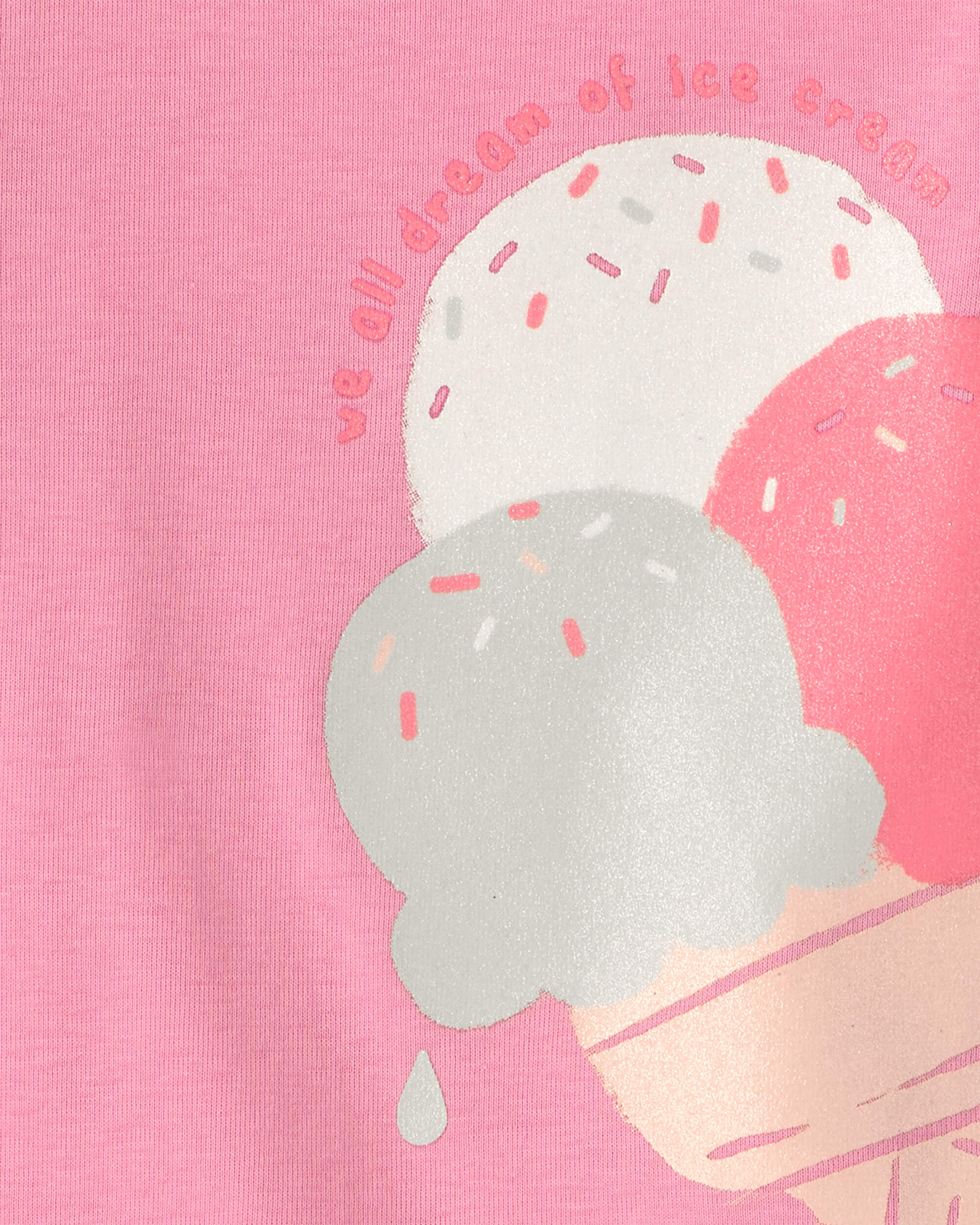 Baby Girl Ice Cream 100% Cotton Short-Sleeve Snug Fit 4-Piece Pyjama Set - Pink/Ivory