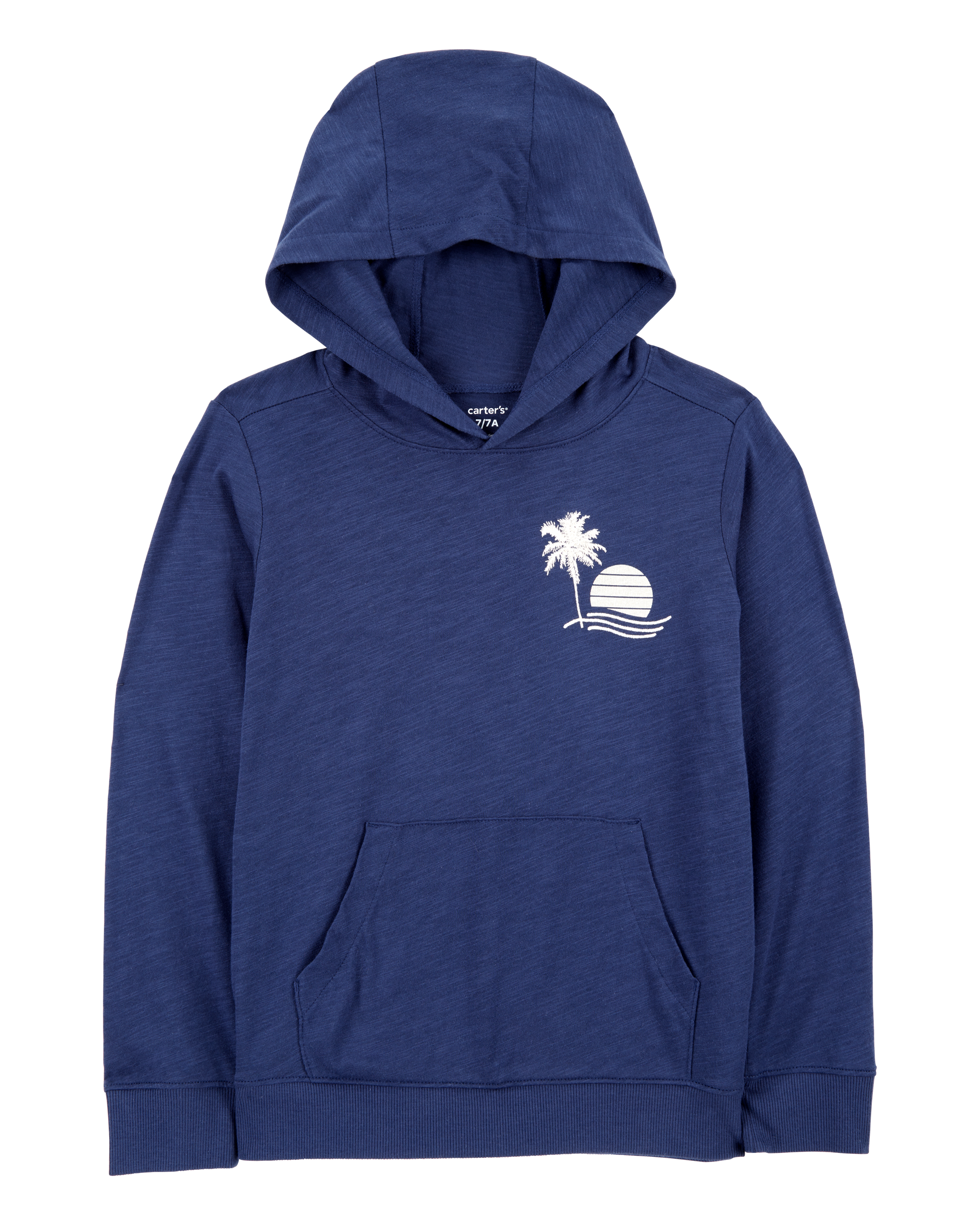 Kid Palm Tree Knit Hoodie - Navy