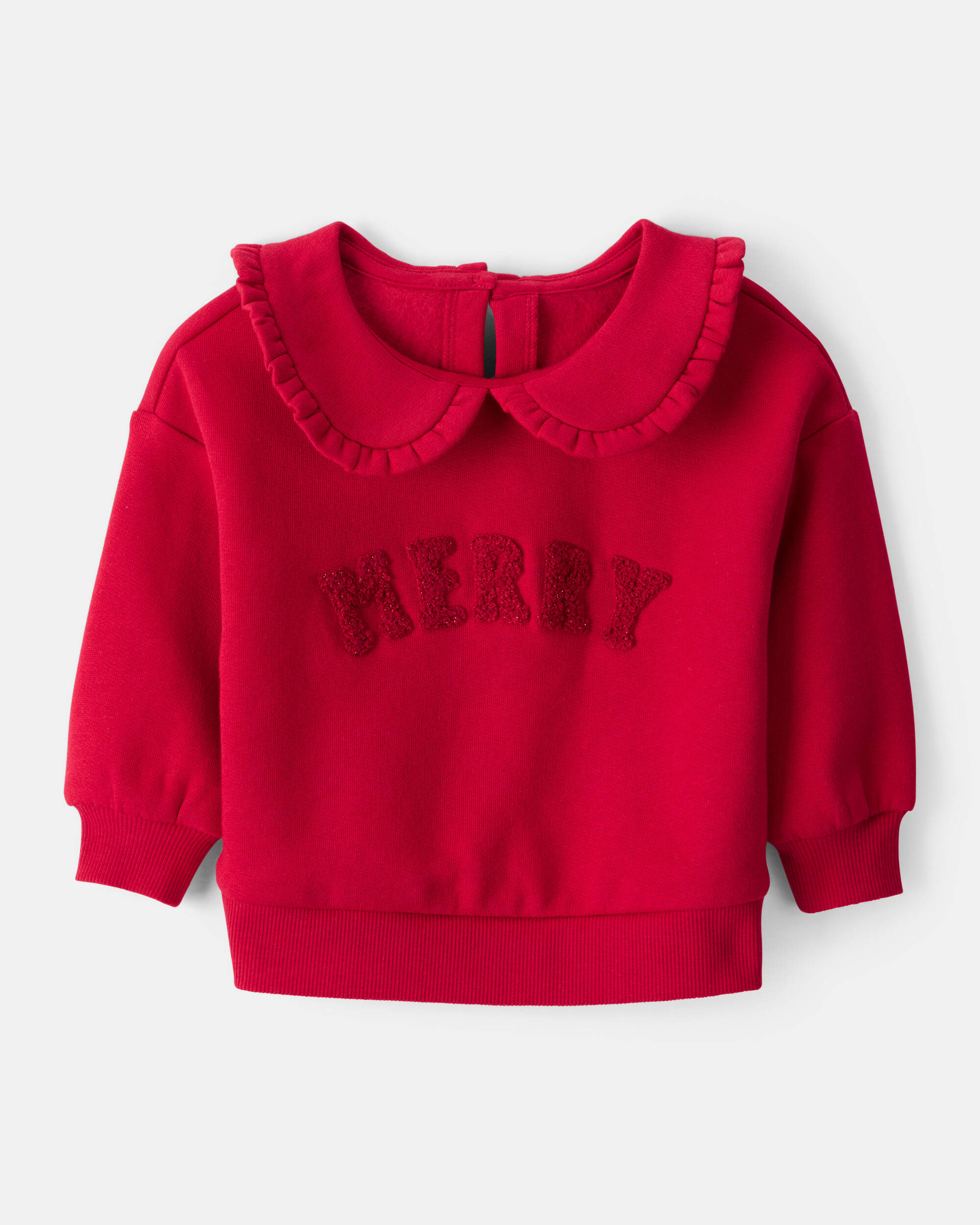 Baby Girl Christmas Merry Long-Sleeve Pullover Sweatshirt - Red