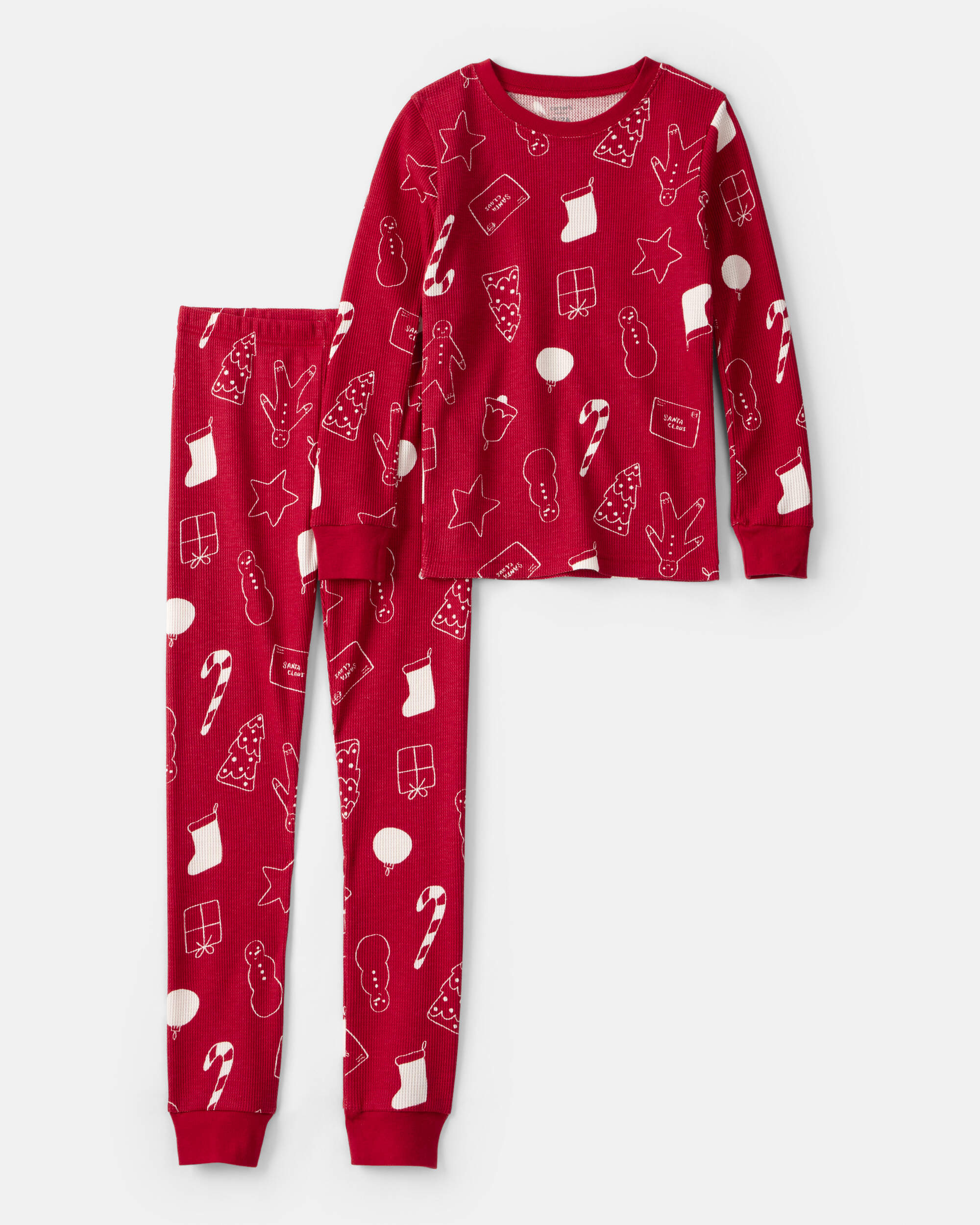 Kid Holiday Print 2-Piece Pajama Set - Red