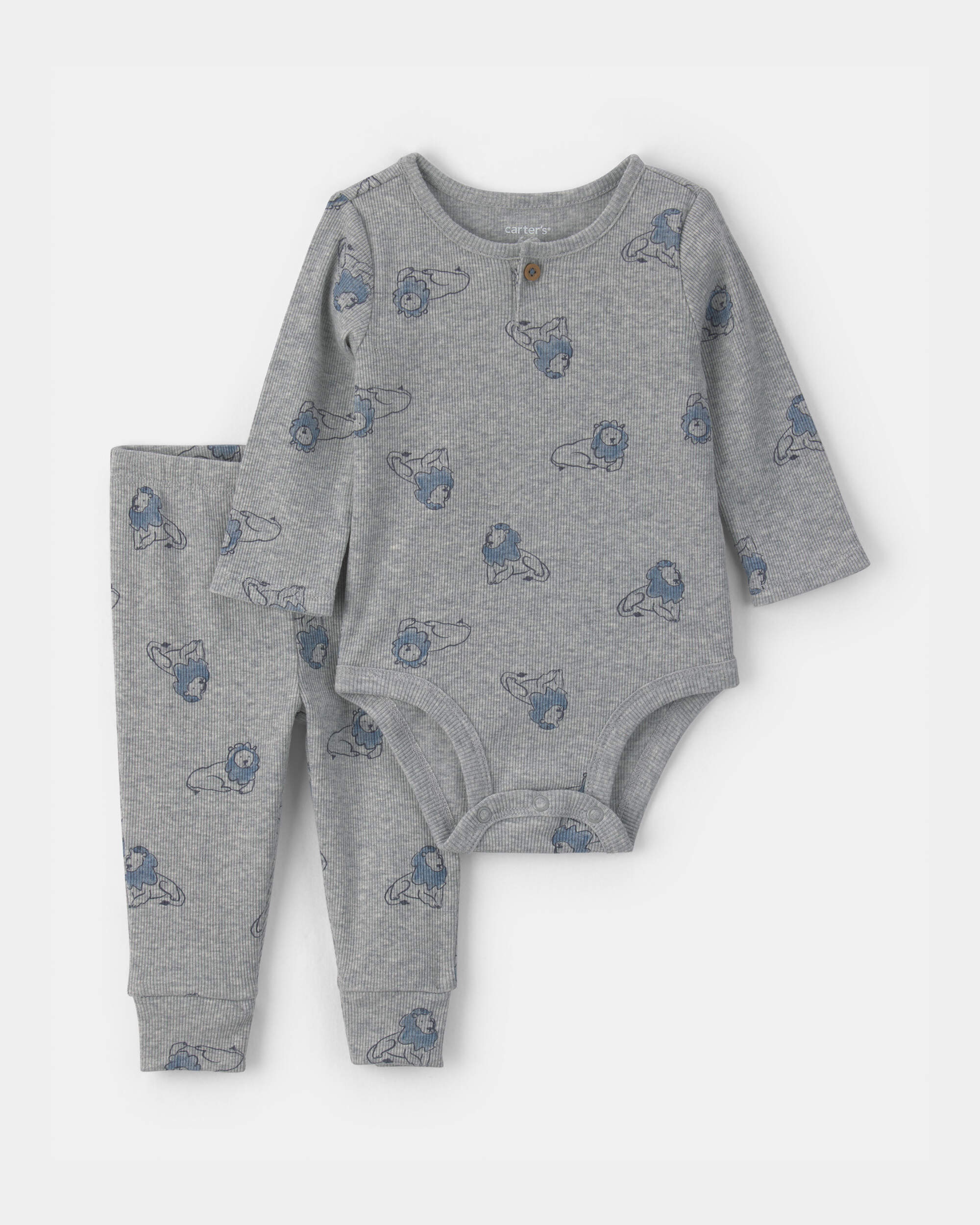Baby Boy 2-Piece Lion Top & Pant Set - Grey