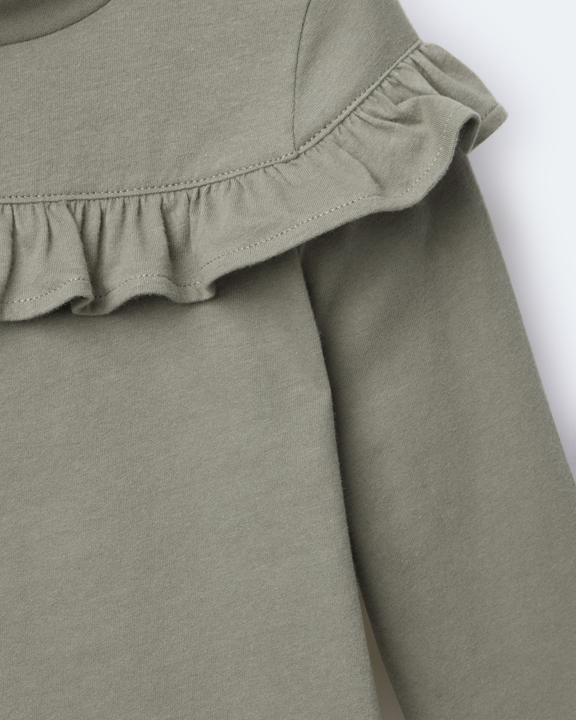 Toddler Girl Mock Neck Ruffle Top - Olive