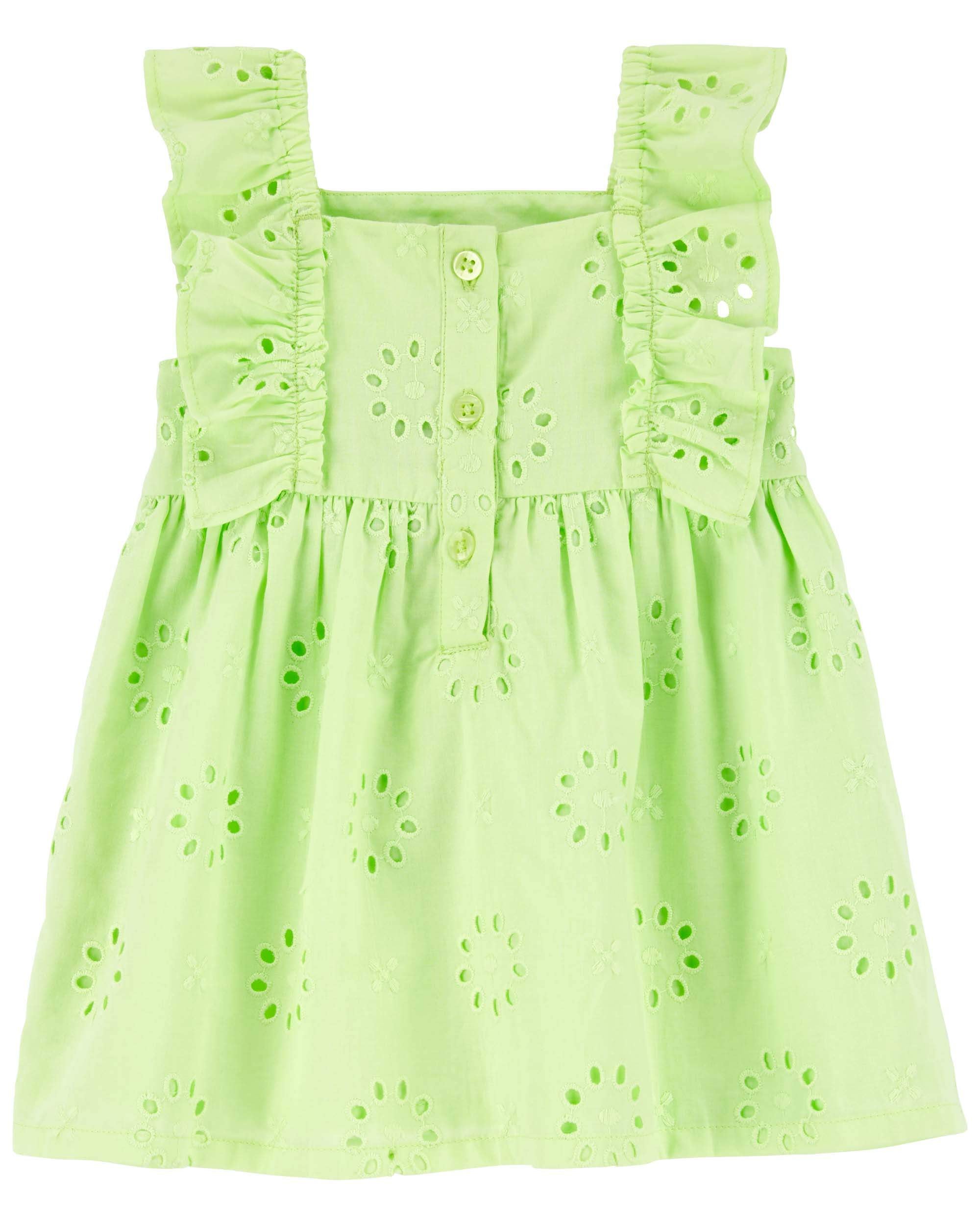 Green Eyelet Flutter Dress Carter s Oshkosh Canada