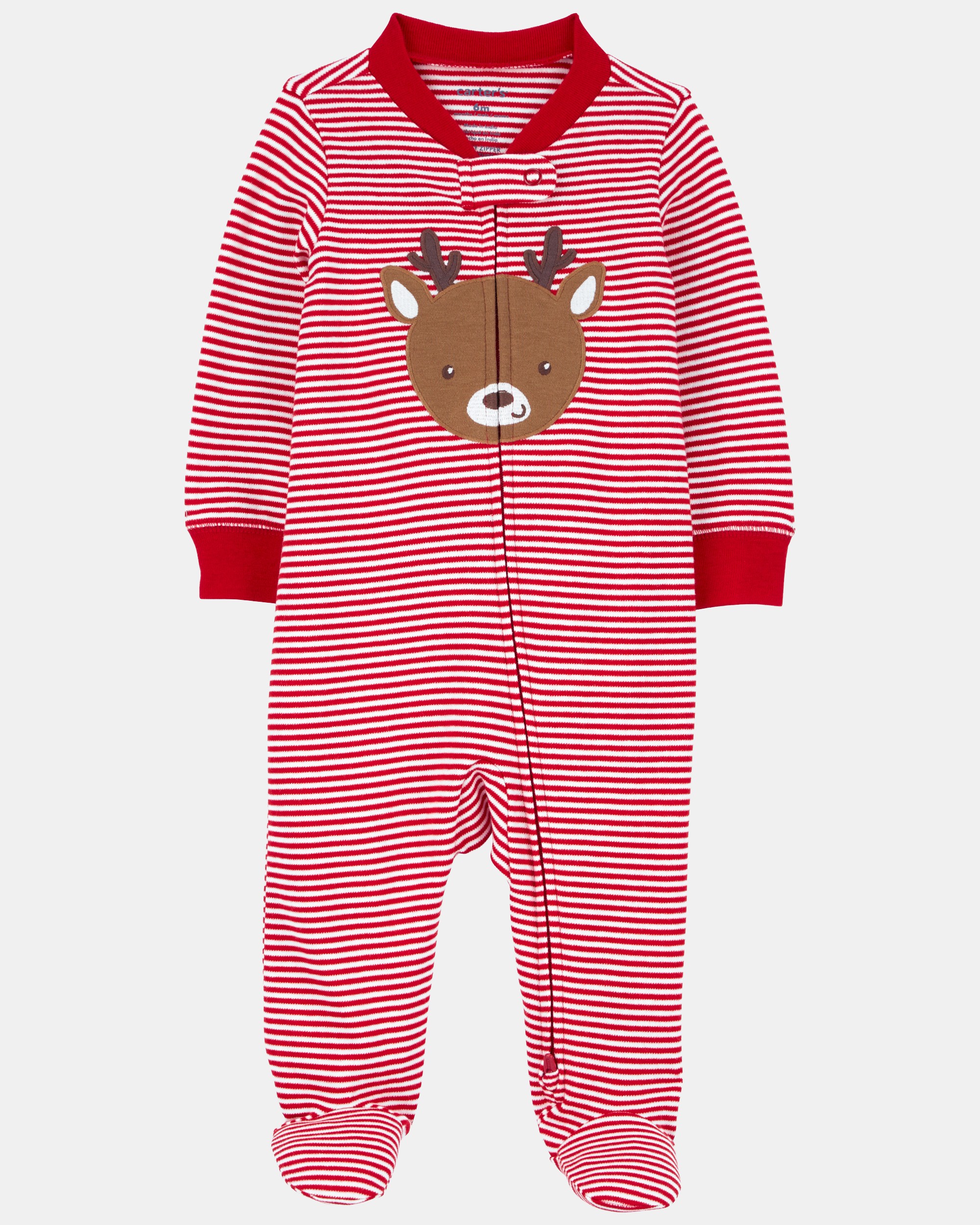 Baby Reindeer Striped 2-Way  Sleeper - Red