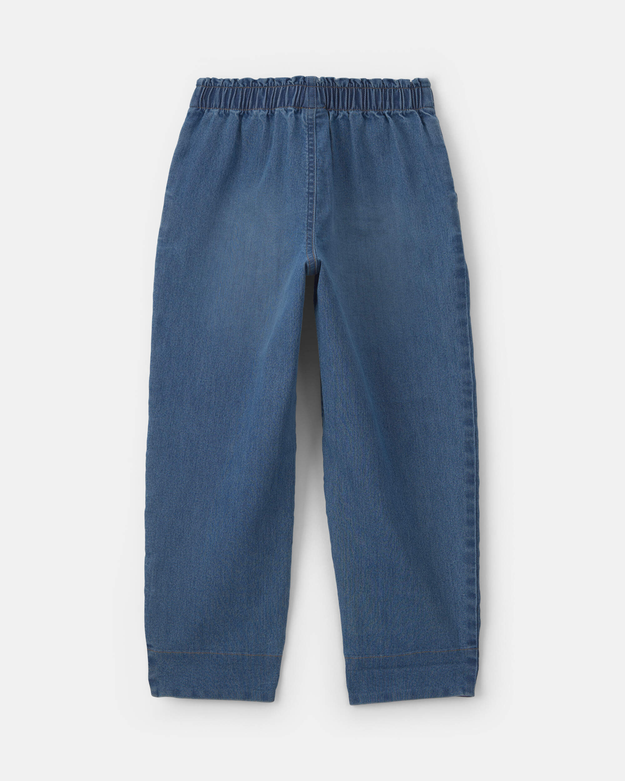 Girls Medium Wash Denim Cuffed Jeans - Blue/Pink