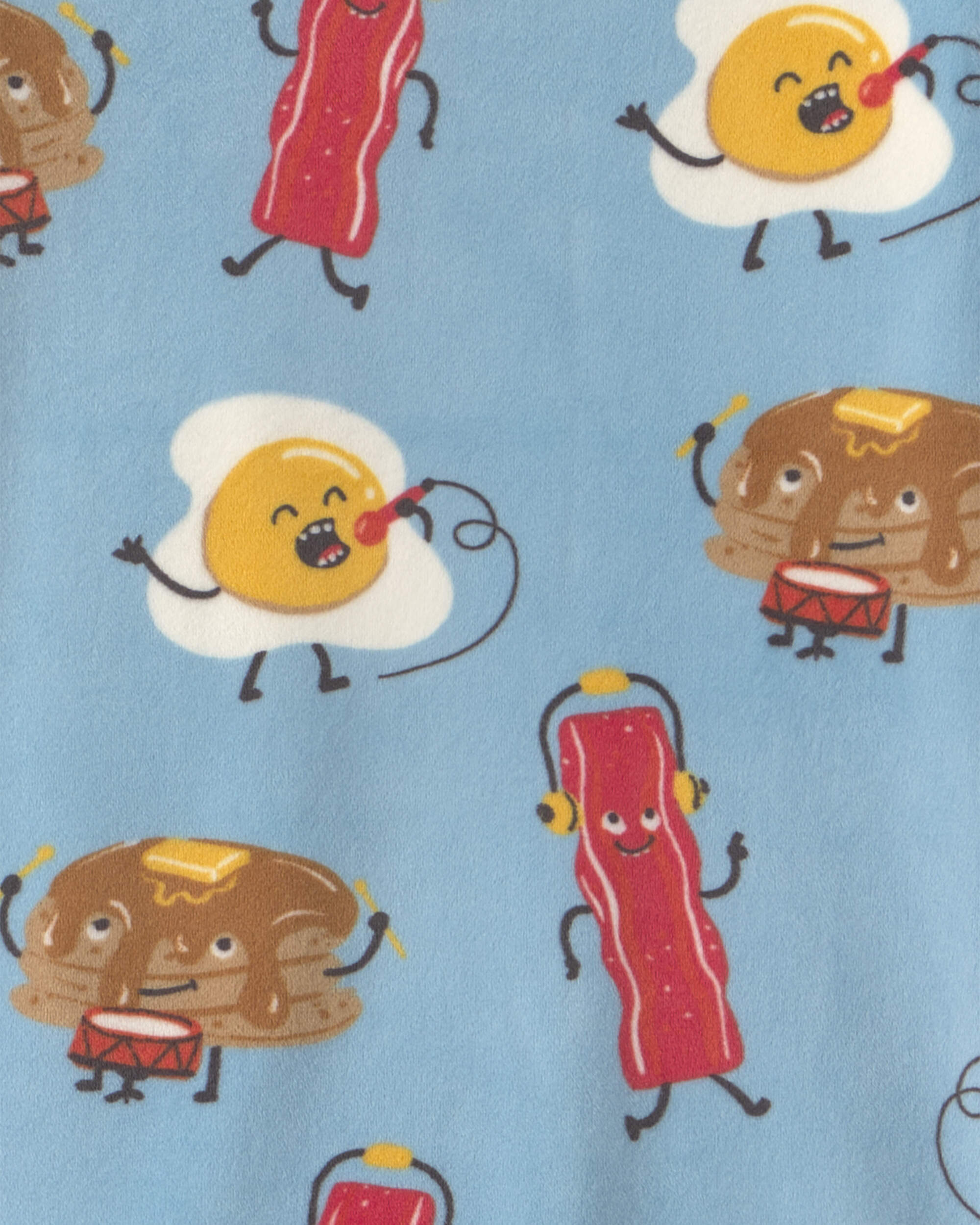 Boys 2-Piece Breakfast Foods DreamPlush Snug Fit Pyjama Set - Blue