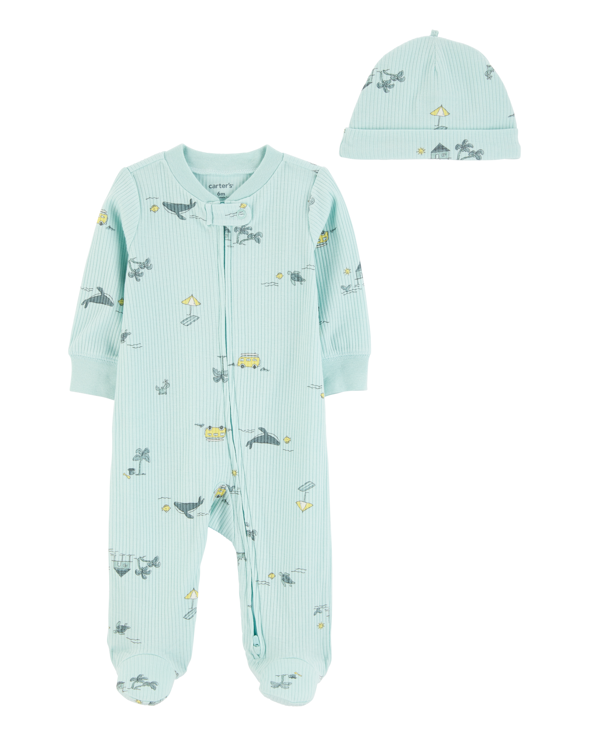 Baby 2-Piece Beach 2-Way Zip Sleeper Pyjamas - Blue
