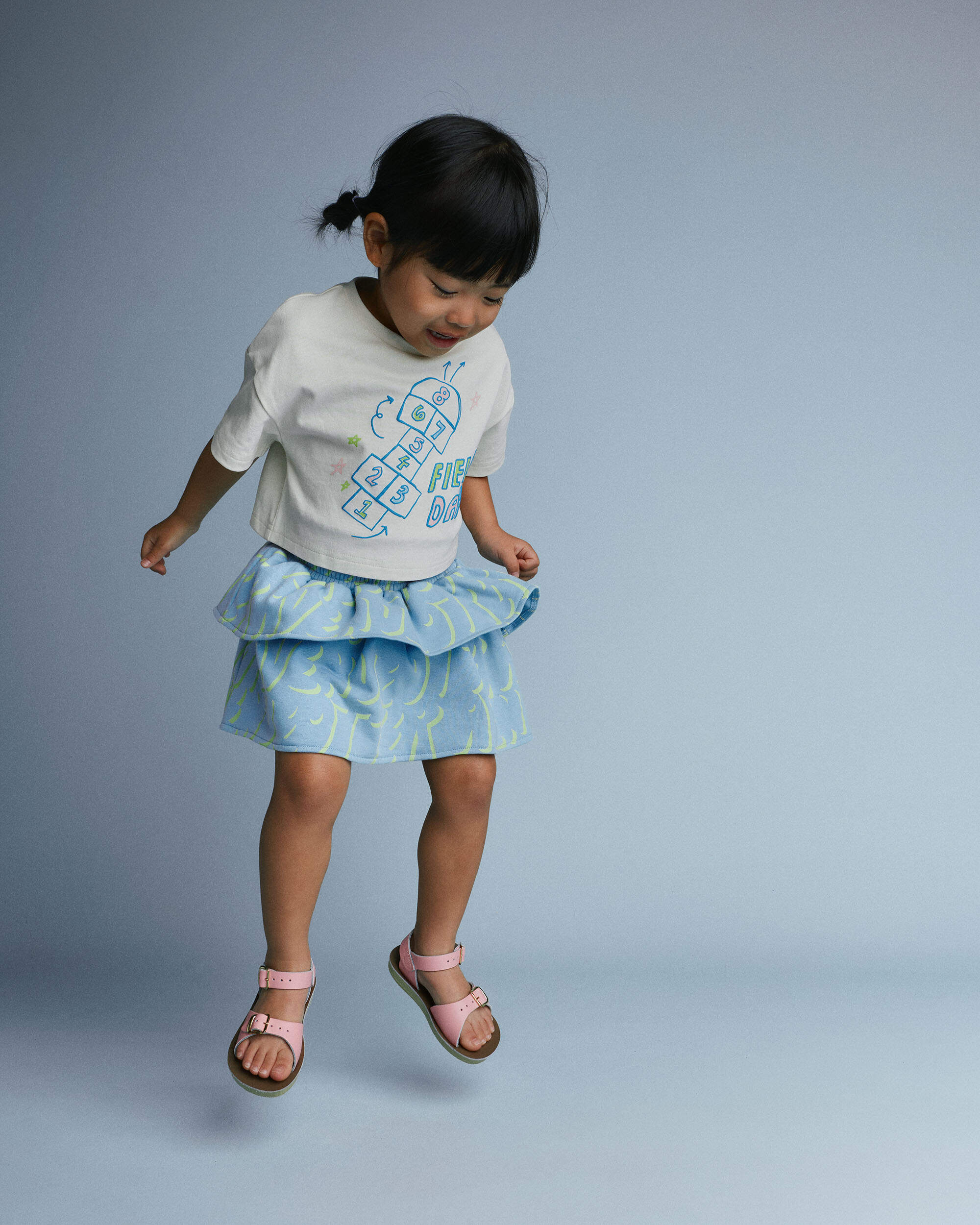 Toddler Girl 'Field Day' Breezy Top Hopscotch Print - Cream